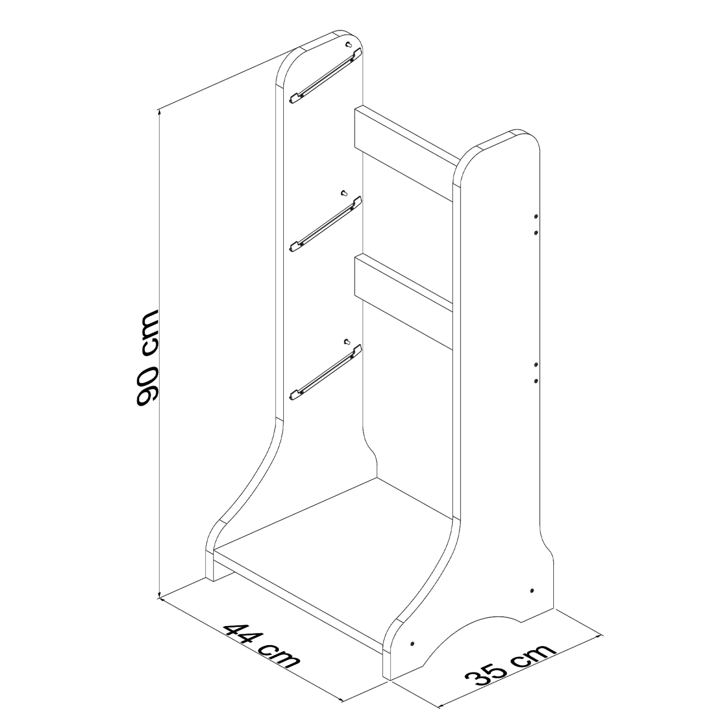 ΕΠΙΠΛΟ ΑΠΟΘΗΚΕΥΣΗΣ FRED ΛΕΥΚΗ ΜΕΛΑΜΙΝΗ 44x35x90Υεκ. 2