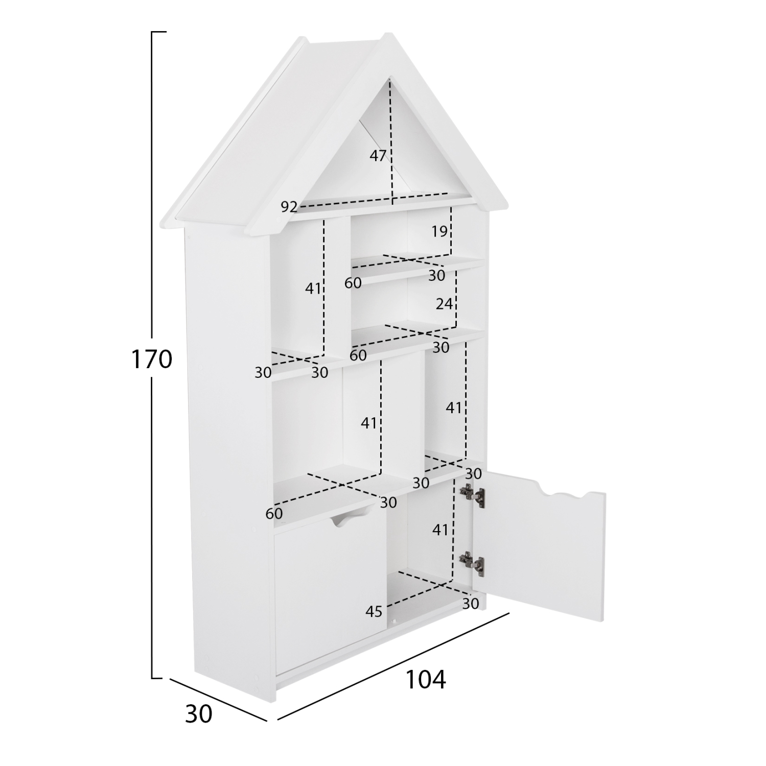 ΠΑΙΔΙΚΗ ΒΙΒΛΙΟΘΗΚΗ DREY ΜΕΛΑΜΙΝΗ ΛΕΥΚΗ 104x30x170Υεκ 2