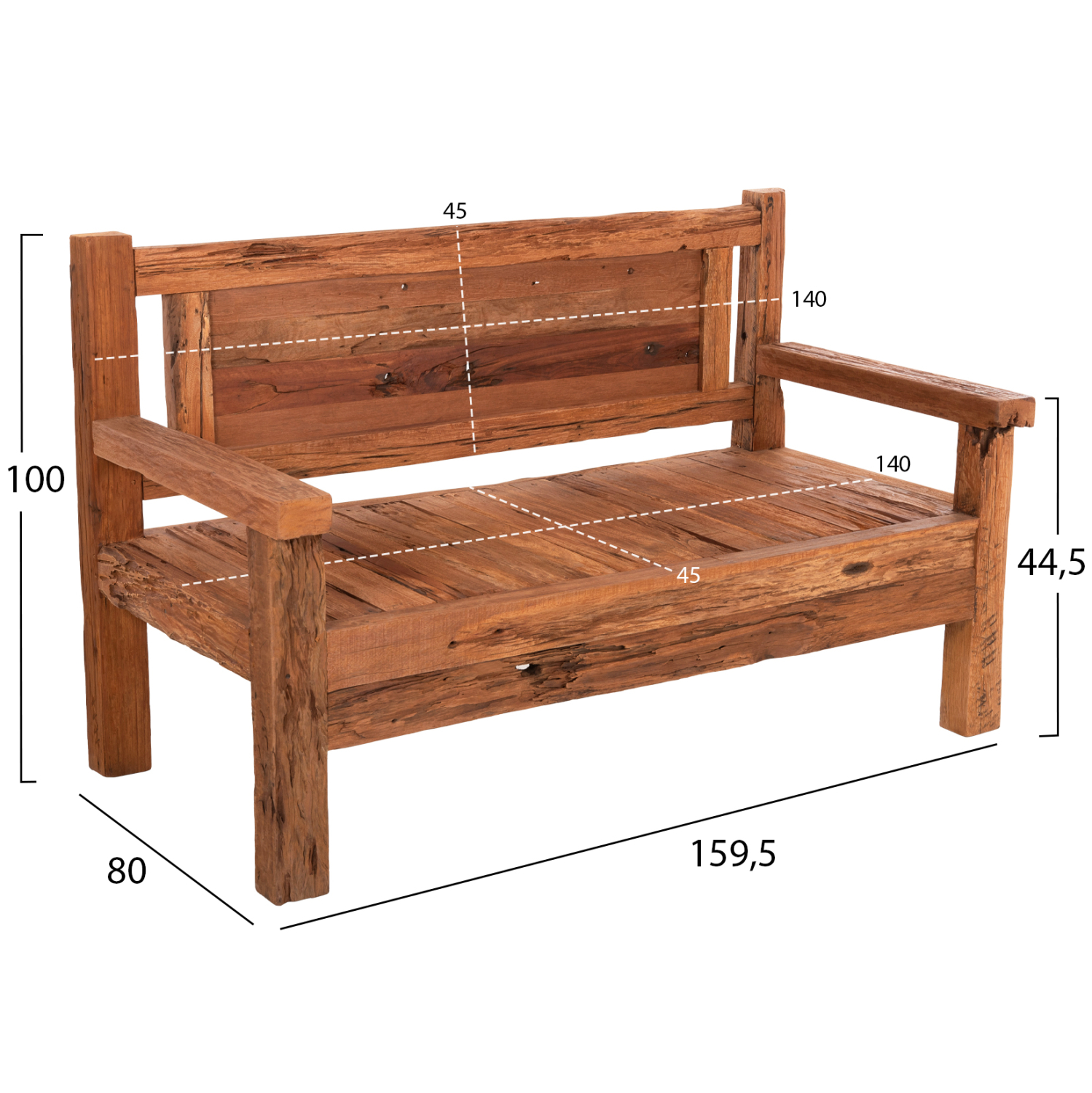 ΠΑΓΚΑΚΙ 3ΘΕΣΙΟ THREEWAY ΑΝΑΚΥΚΛΩΜΕΝΑ ΞΥΛΑ ΜΙΧ 159,5x80x100Υεκ. 2