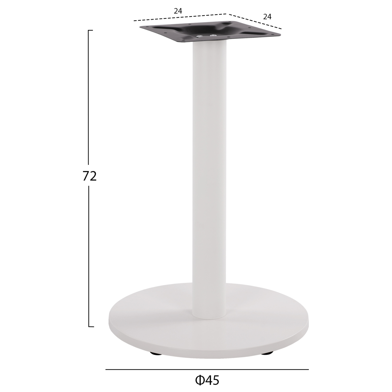 ΒΑΣΗ ΜΕΤΑΛΛΙΚΗ ΛΕΥΚΗ ΜΑΤ Φ45x72Υεκ. ΜΕ ΡΕΓΟΥΛΑΤΟΡΟΥΣ 2