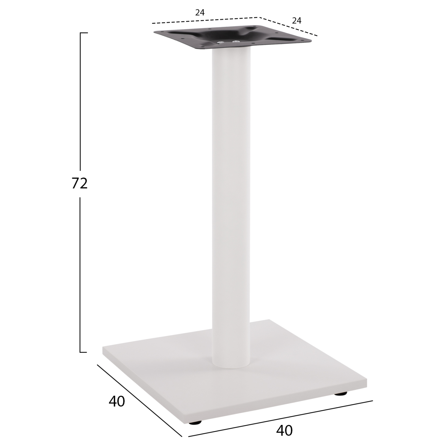 ΒΑΣΗ ΜΕΤΑΛΛΙΚΗ ΛΕΥΚΗ ΜΑΤ 40Χ40Χ72Υεκ. ΜΕ ΡΕΓΟΥΛΑΤΟΡΟΥΣ 2