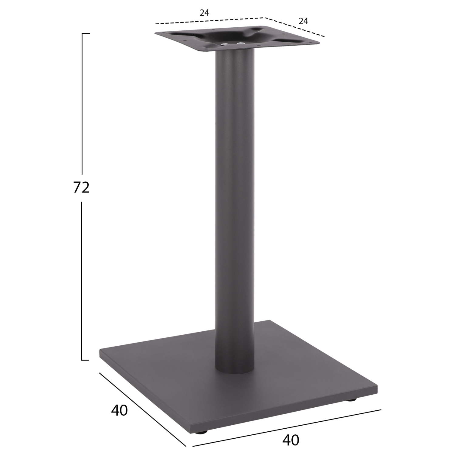 ΒΑΣΗ ΜΕΤΑΛΛΙΚΗ ΓΚΡΙ 40X40X72Υεκ. ΜΕ ΡΕΓΟΥΛΑΤΟΡΟΥΣ 2
