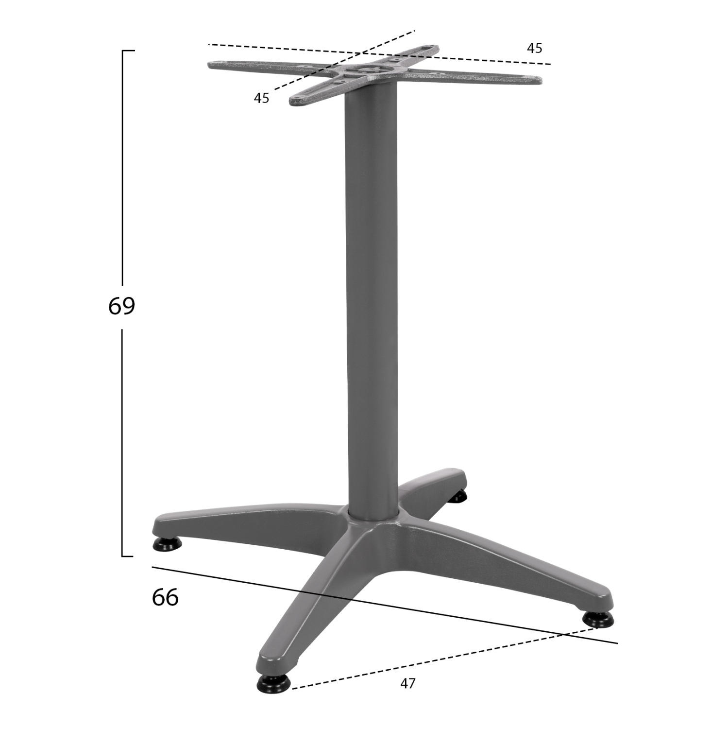 ΒΑΣΗ ΑΛΟΥΜΙΝΙΟΥ 4ΝΥΧΗ 66Χ66X69Υεκ. ΜΕ ΣΤΑΥΡΟ 45x45εκ. ΓΚΡΙ 2