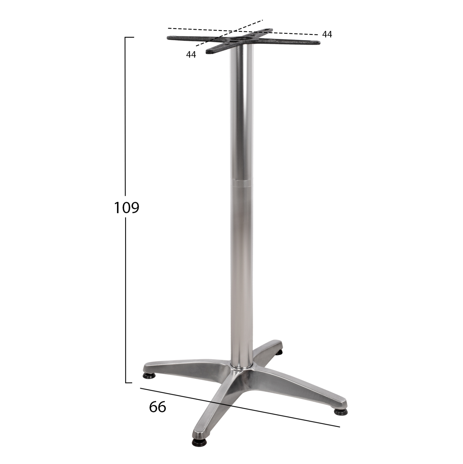 ΒΑΣΗ ΜΠΑΡ ΑΛΟΥΜΙΝΙΟΥ 4ΝΥΧΗ 66X66X109Υεκ. ΜΕ ΣΤΑΥΡΟ 44Χ44εκ. ΧΡΩΜΙΟΥ 2