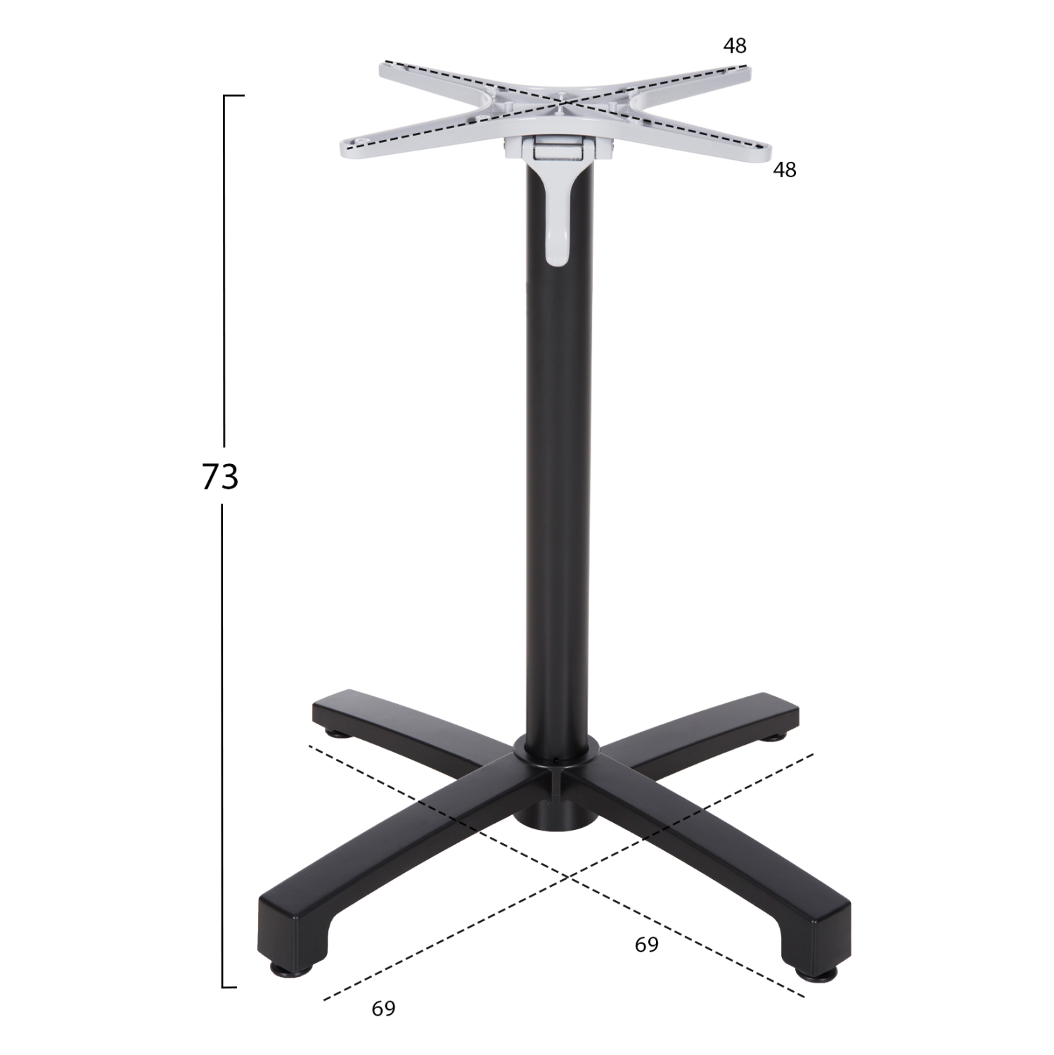 ΒΑΣΗ ΑΛΟΥΜΙΝΙΟΥ ΠΤΥΣΣΟΜΕΝΗ ΜΑΥΡΟ ΜΑΤ 69Χ69Χ73Υεκ. ΜΕ ΣΤΑΥΡΟ 48Χ48εκ. 3