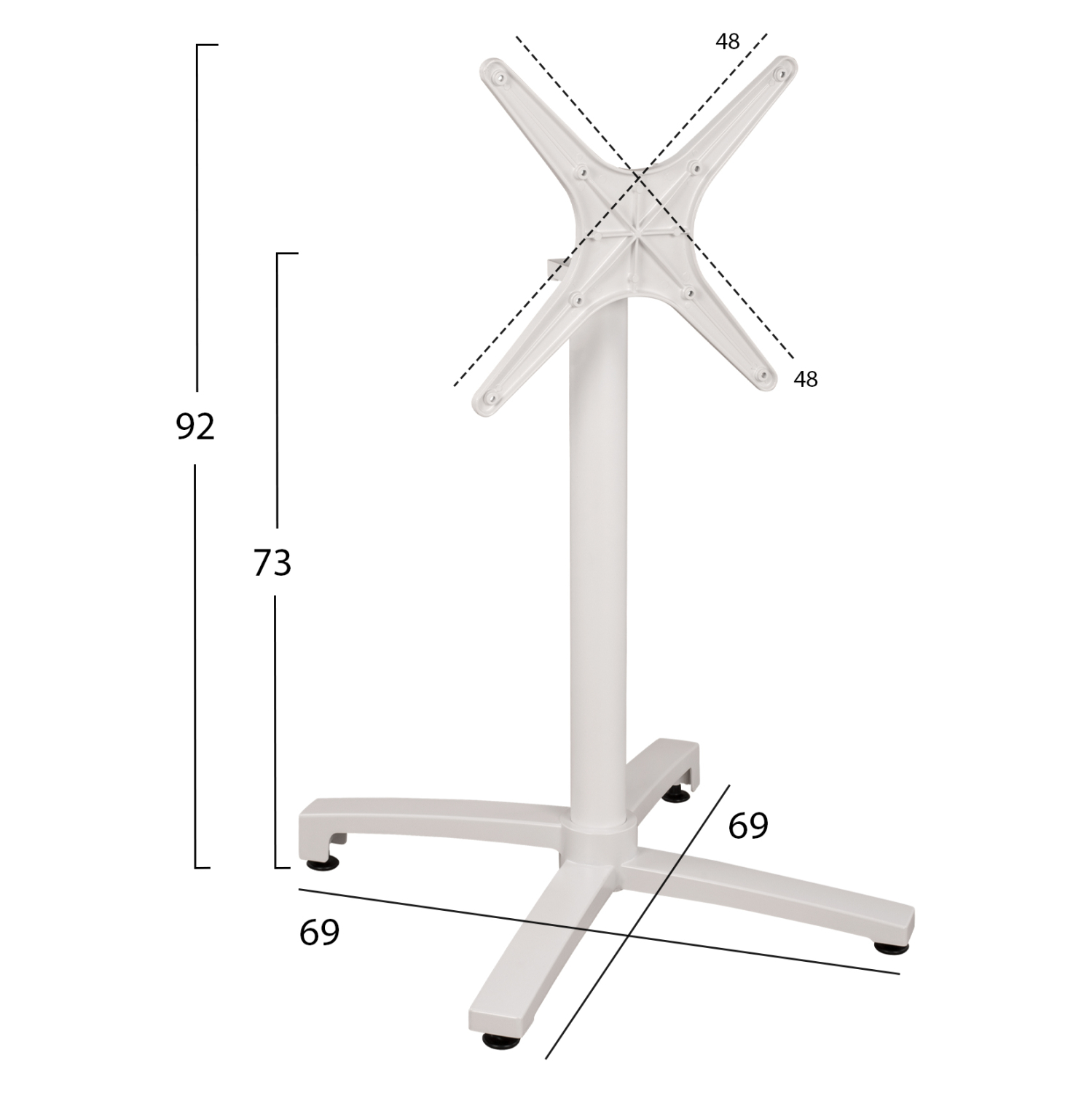ΒΑΣΗ ΑΛΟΥΜΙΝΙΟΥ ΛΕΥΚΟ ΜΑΤ 69Χ69Χ73Υεκ. ΜΕ ΕΠΙΦΑΝΕΙΑ 48Χ48εκ. 2
