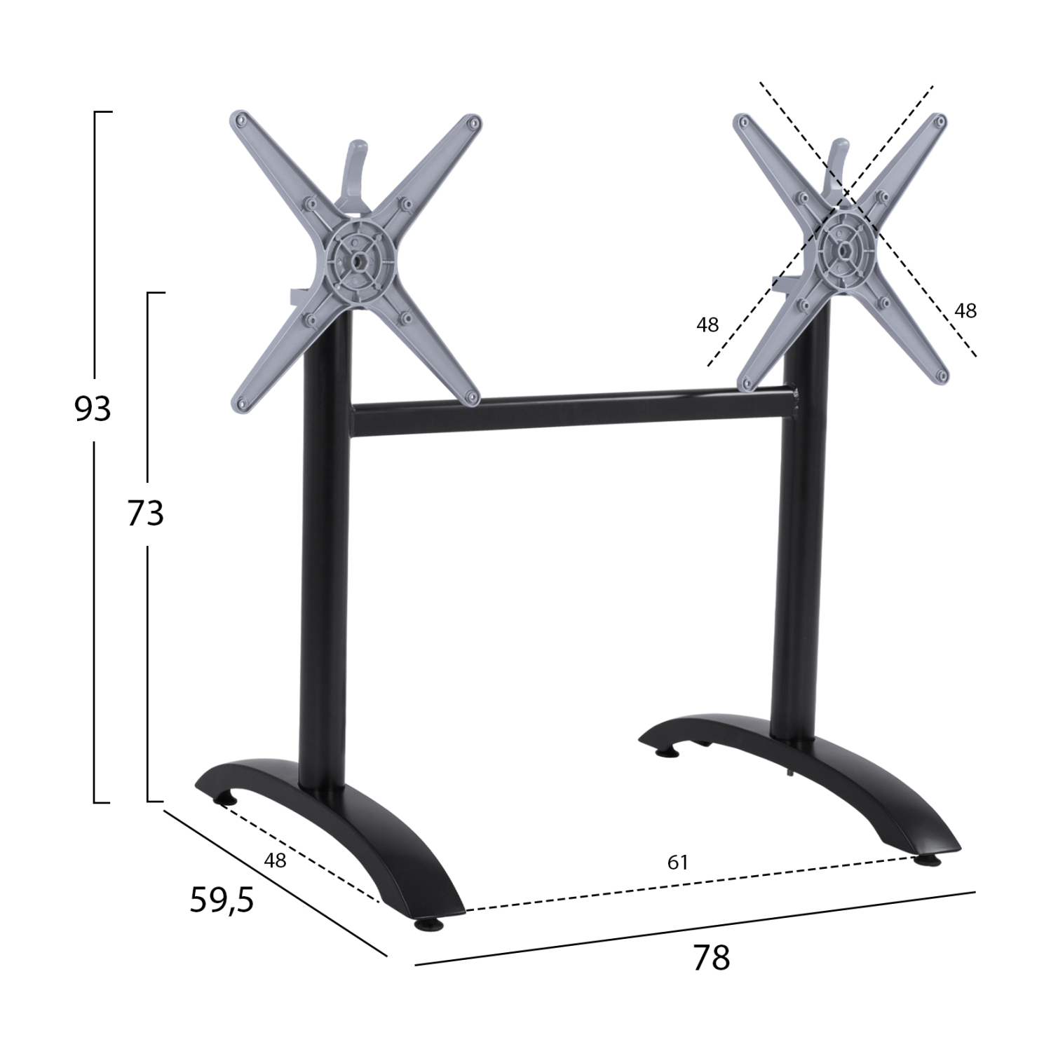 ΒΑΣΗ ΑΛΟΥΜΙΝΙΟΥ ΔΙΣΤΗΛΗ ΜΑΥΡΟ ΜΑΤ 78X59,5X73Υ εκ. 2