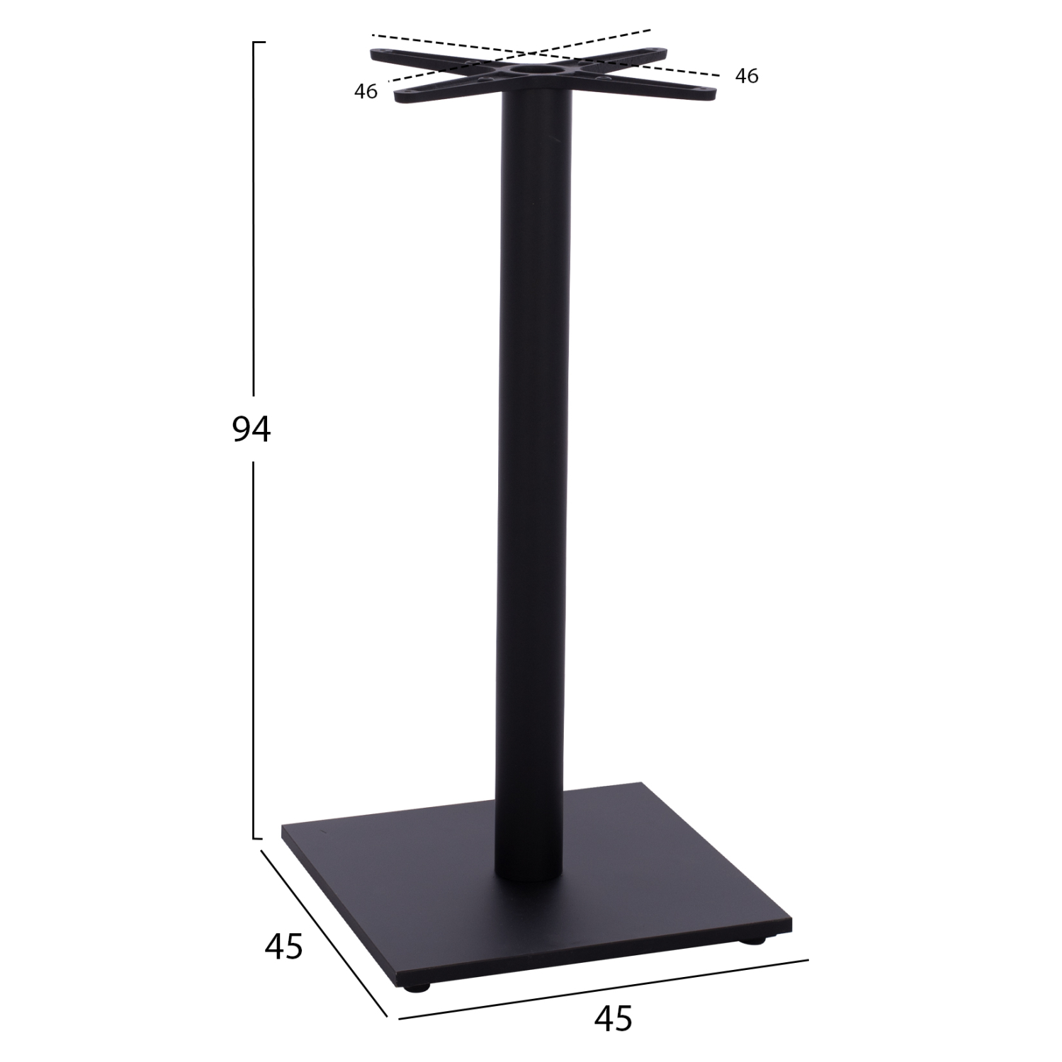 ΒΑΣΗ ΜΕΤΑΛΛΙΚΗ ΜΠΑΡ ΜΕΣΣΑΙΟΥ ΥΨΟΥΣ ΜΑΥΡΗ ΜΑΤ ΣΤΑΥΡΟΣ 46Χ46εκ 45Χ45Χ94Υεκ. 2