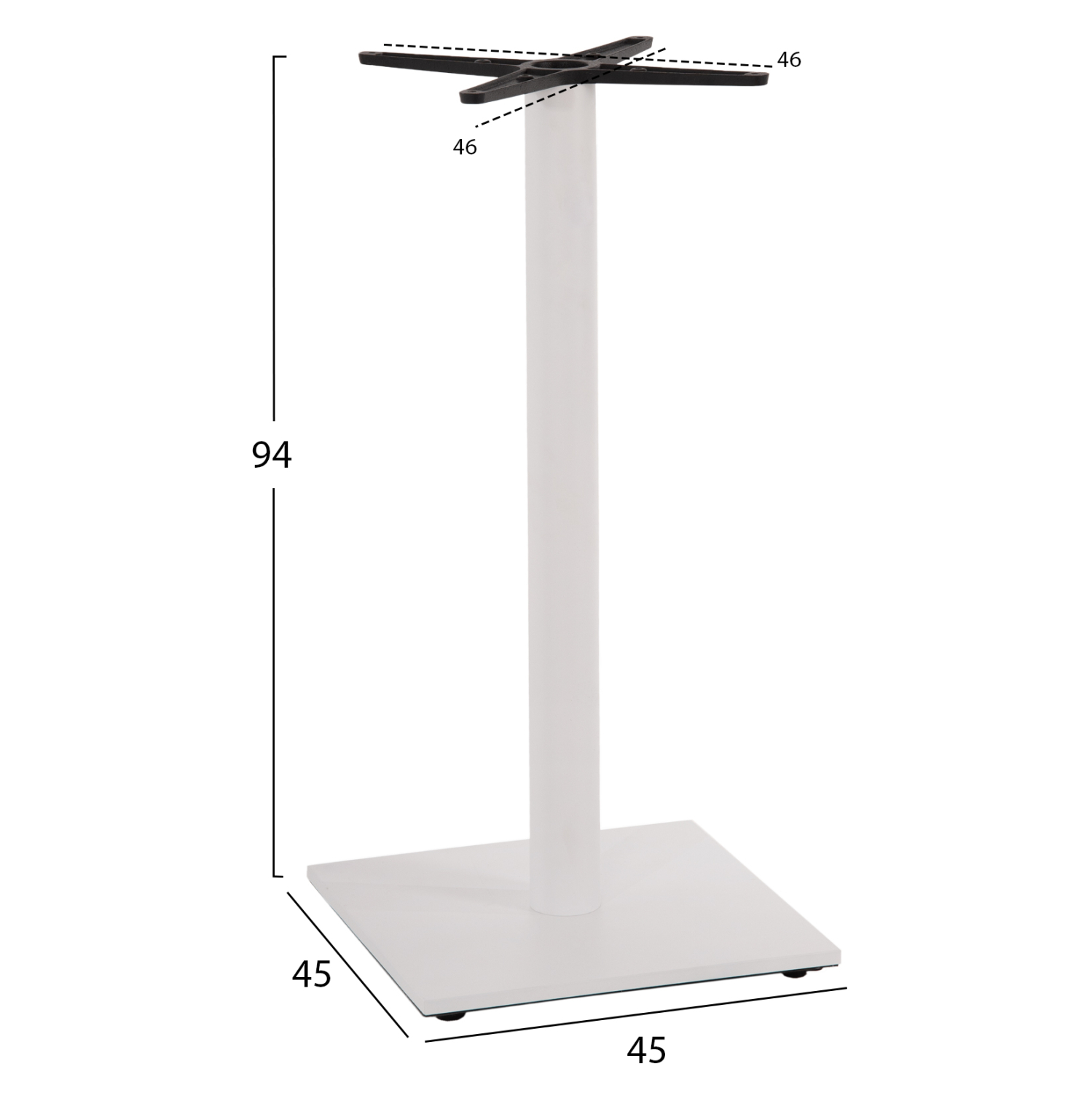 ΒΑΣΗ ΜΕΤΑΛΛΙΚΗ ΜΠΑΡ ΜΕΣΑΙΟΥ ΥΨΟΥΣ ΛΕΥΚΟ ΜΑΤ ΣΤΑΥΡΟΣ 46Χ46εκ 45Χ45Χ94Υεκ. 2