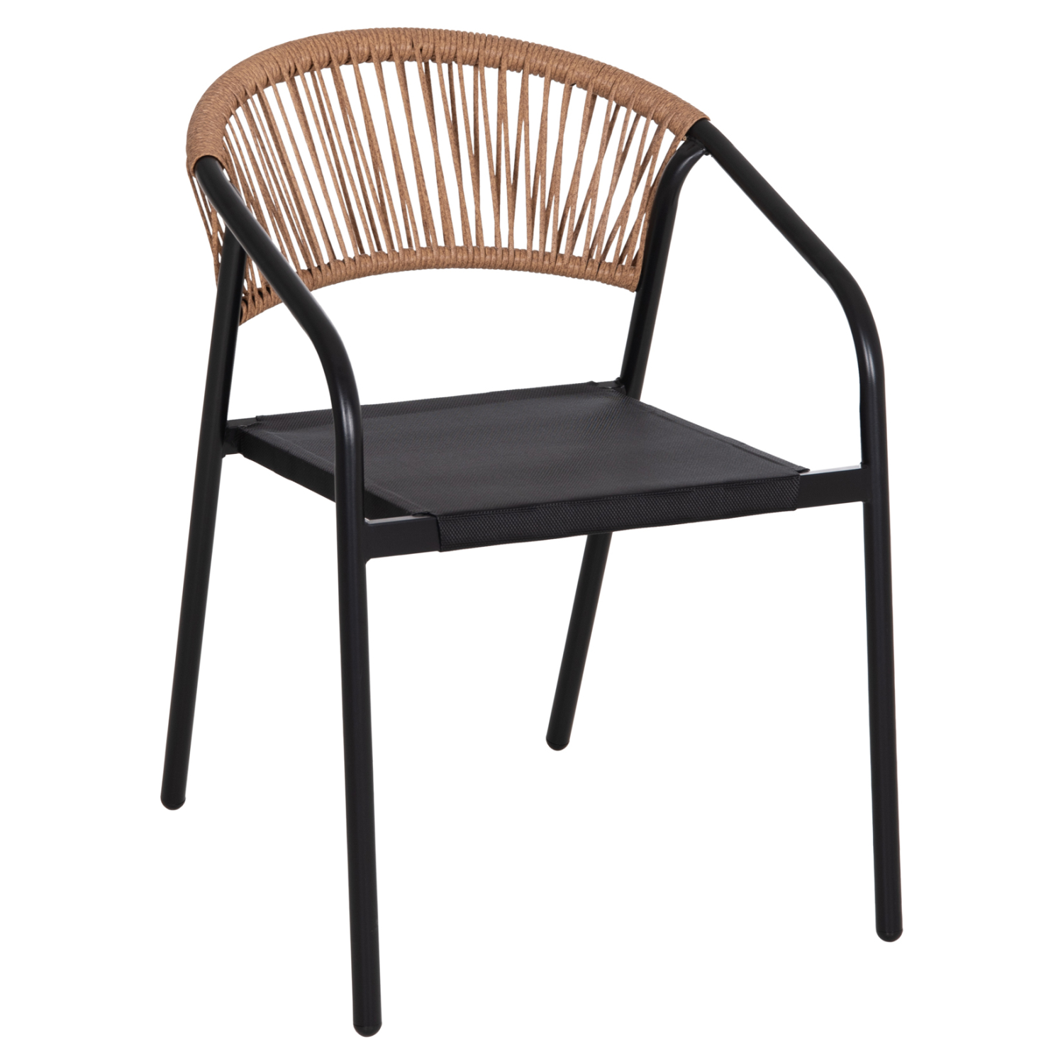 ΠΟΛΥΘΡΟΝΑ HOMAN ΜΑΥΡΟ ΜΕΤΑΛΛΟ & TEXTILENE--ΜΠΕΖ P.E.RATTAN 53,5x62x75Υεκ 1