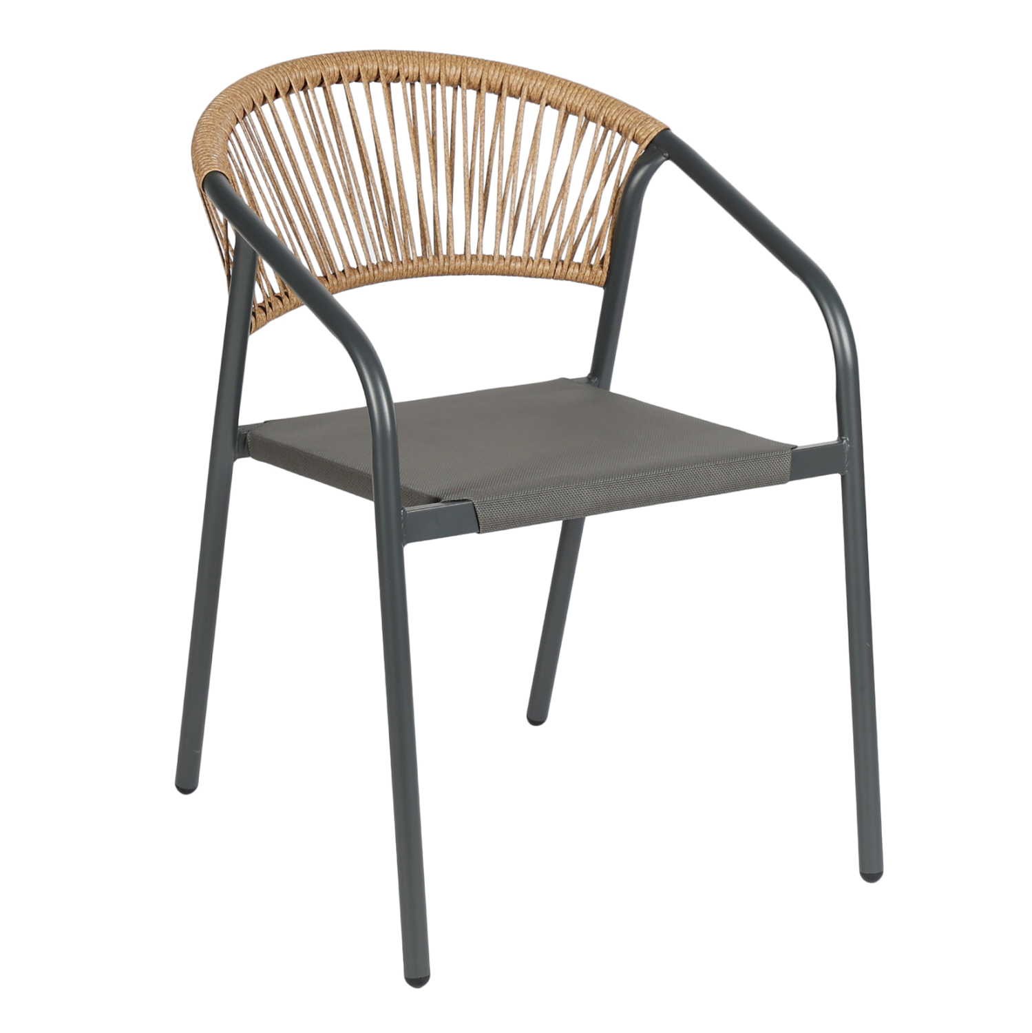 ΠΟΛΥΘΡΟΝΑ HOMAN ΓΚΡΙ ΜΕΤΑΛΛΟ & TEXTILENE--ΜΠΕΖ P.E.RATTAN 53,5x62x75Υεκ 1