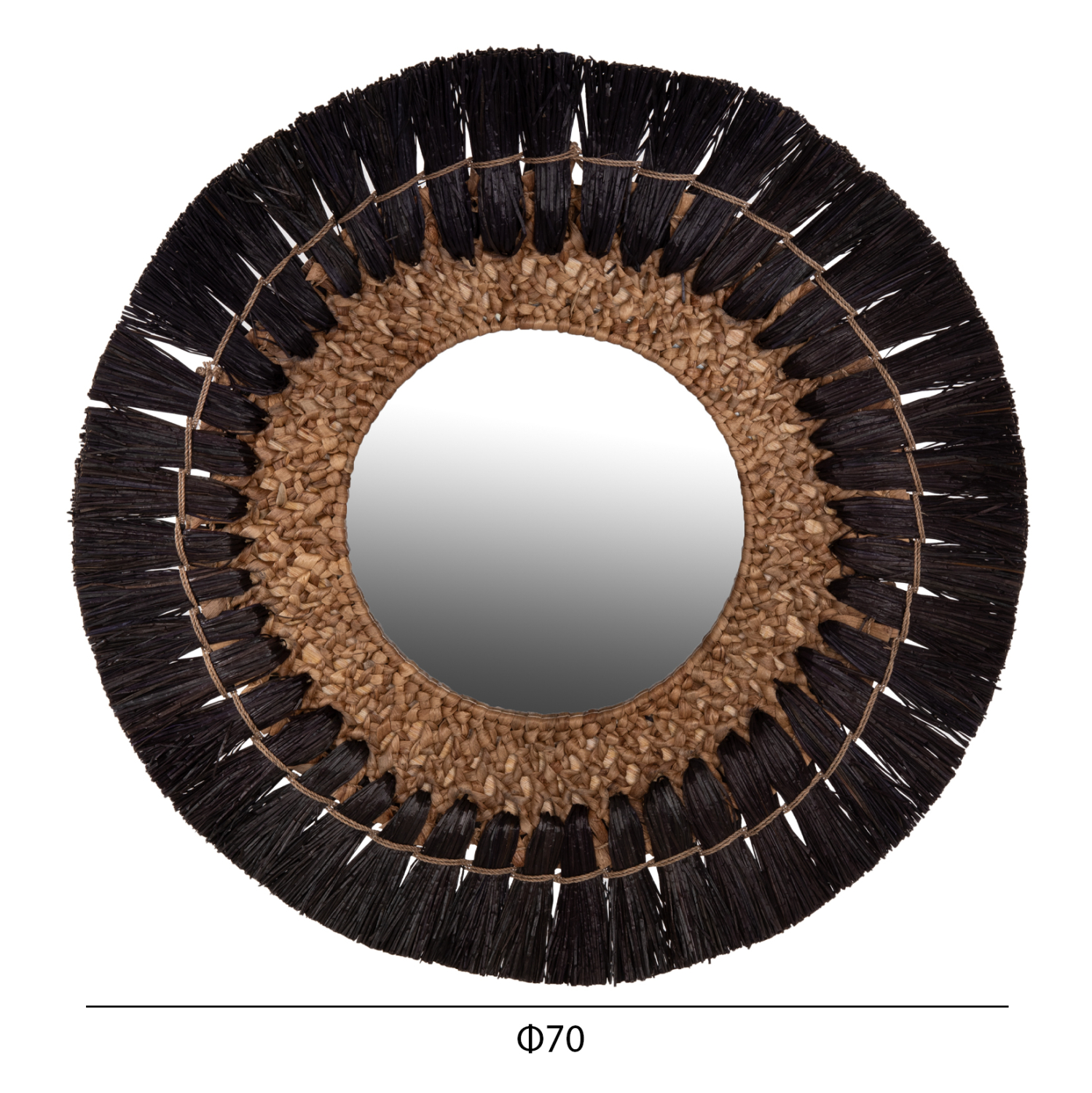 ΚΑΘΡΕΠΤΗΣ ΤΟΙΧΟΥ ΜΕ ΠΛΑΙΣΙΟ MENDONG GRASS Φ70εκ ΣΕ ΜΑΥΡΟ & ΦΥΣΙΚΟ 2