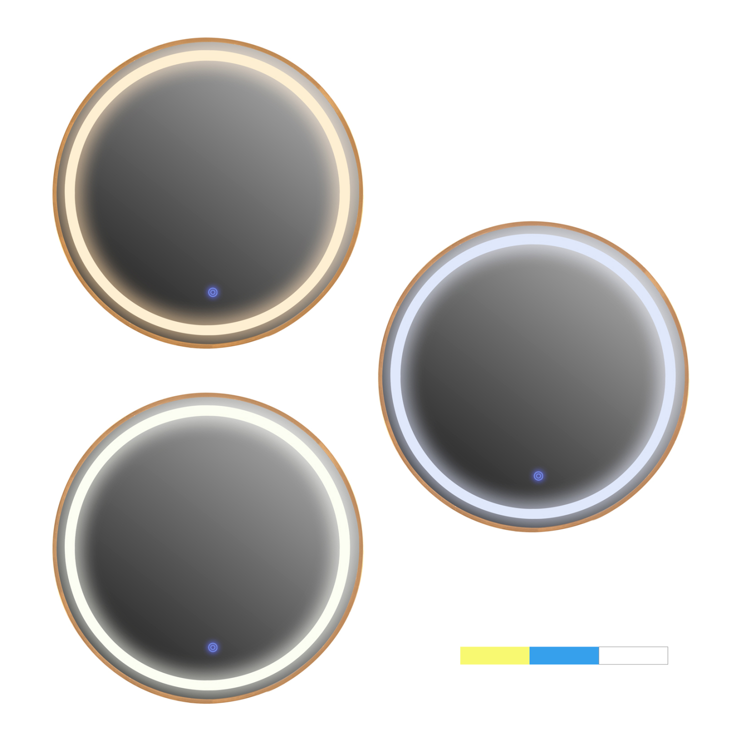 ΚΑΘΡΕΠΤΗΣ ΤΟΙΧΟΥ ΣΤΡΟΓΓΥΛΟΣ ΑΛΟΥΜΙΝΙΟ ΣΕ ΧΡΥΣΟ-ΦΩΤΙΣΜΟΣ LED Φ60x3εκ. 3