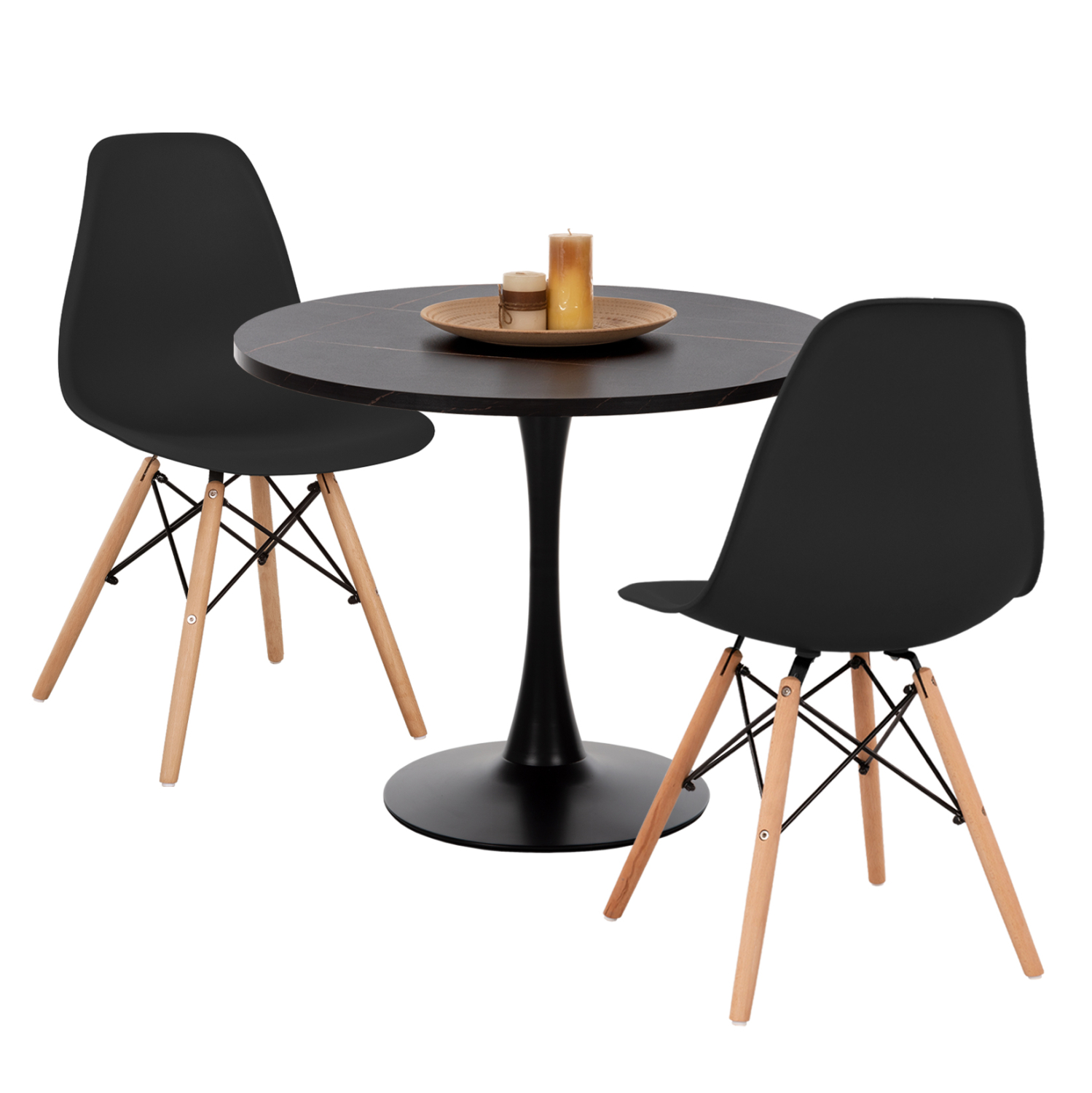 ΣΕΤ ΤΡΑΠΕΖΑΡΙΑΣ 3ΤΜΧ ROLLO ΣΤΡΟΓΓΥΛΟ ΤΡΑΠΕΖΙ--2 ΚΑΡΕΚΛΕΣ ΣΕ ΜΑΥΡΟ 1