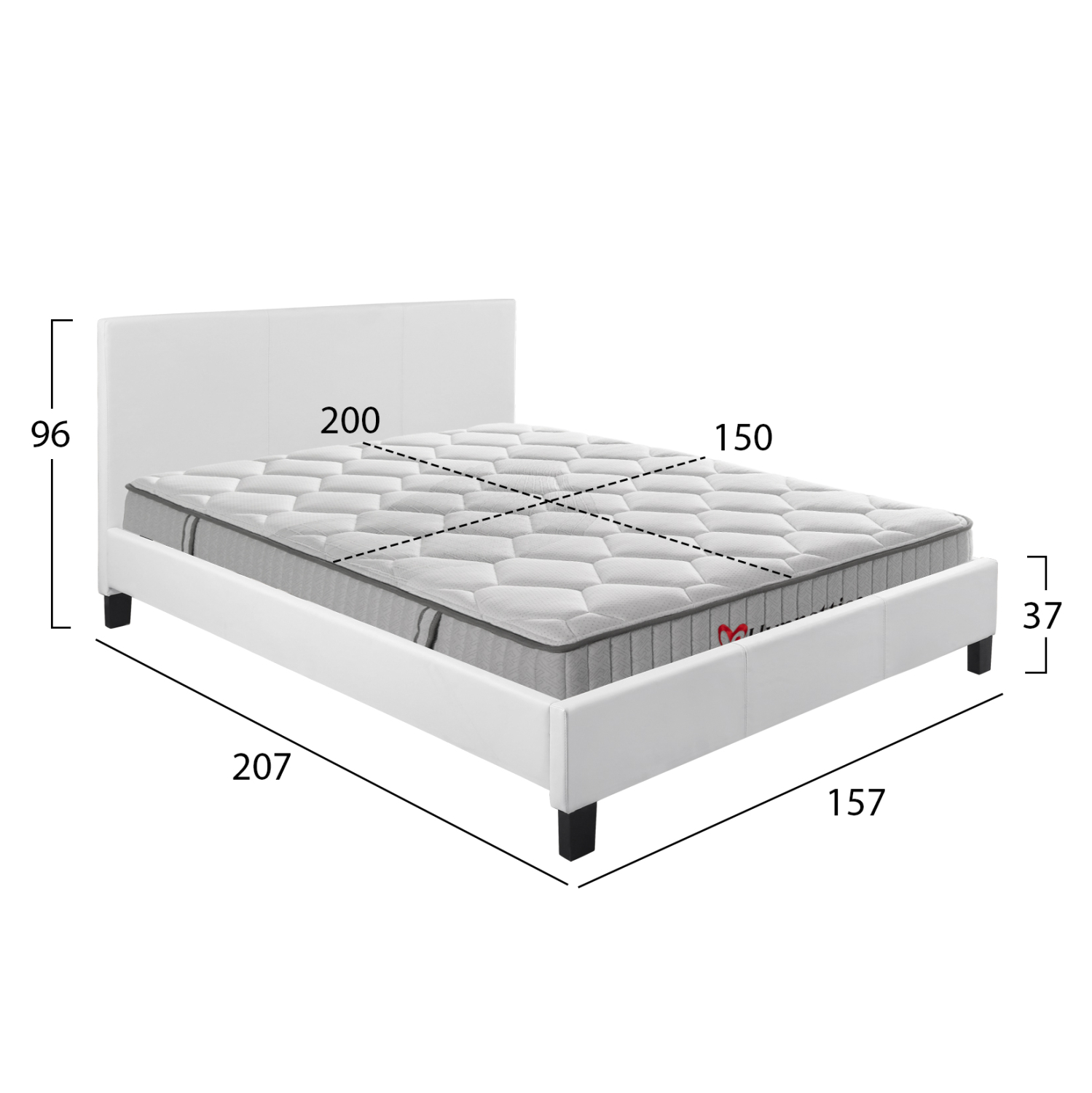 ΚΡΕΒΑΤΙ ΜΕ ΣΤΡΩΜΑ BECCA ΛΕΥΚΟ PU--ΓΙΑ 150x200εκ 3