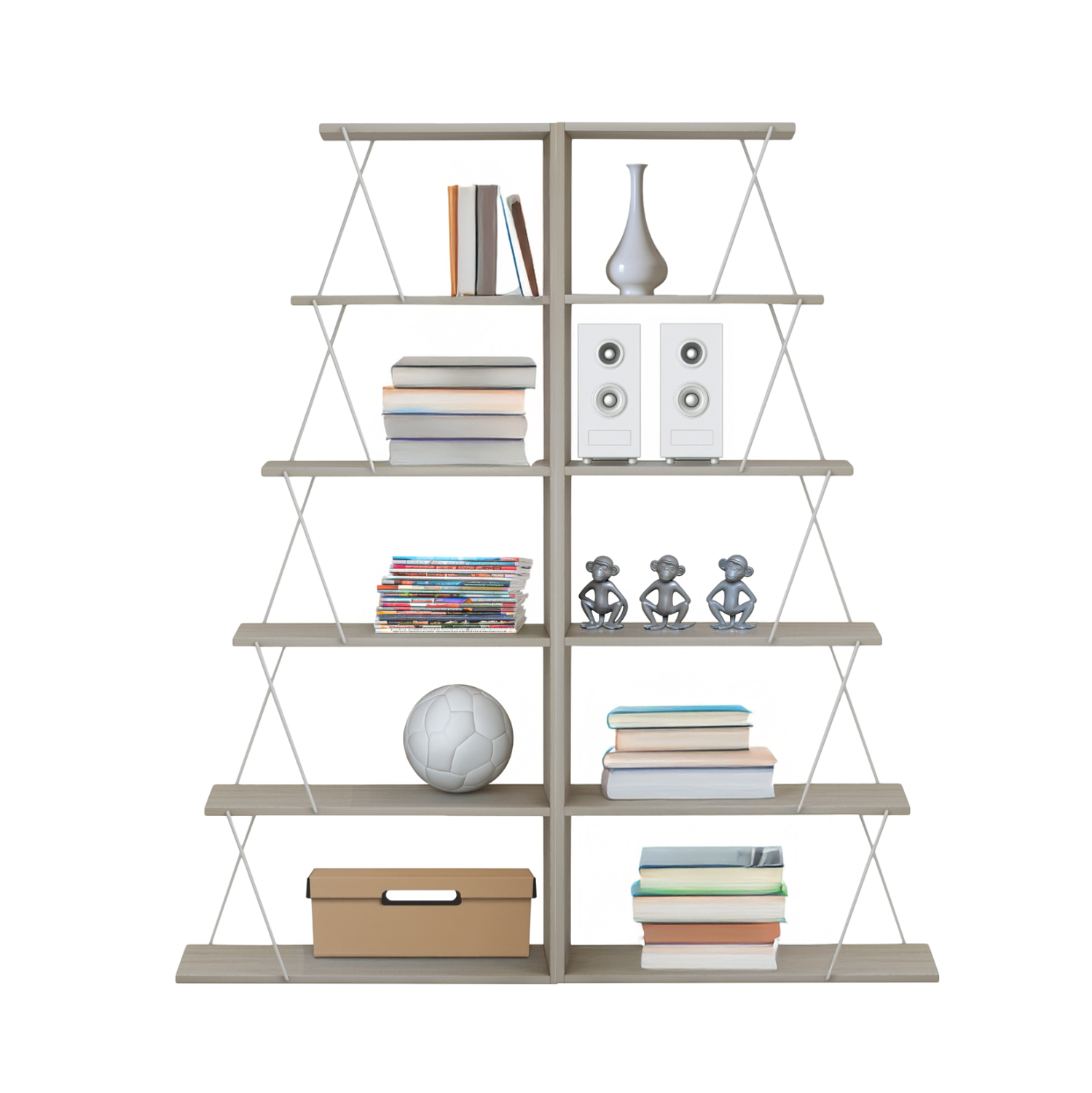 ΣΕΤ ΒΙΒΛΙΟΘΗΚΕΣ 2ΤΜΧ MINI TARS ΜΕΛΑΜΙΝΗ SONAMA-ΛΕΥΚΟ 65x24x146Υεκ.(x2) 1