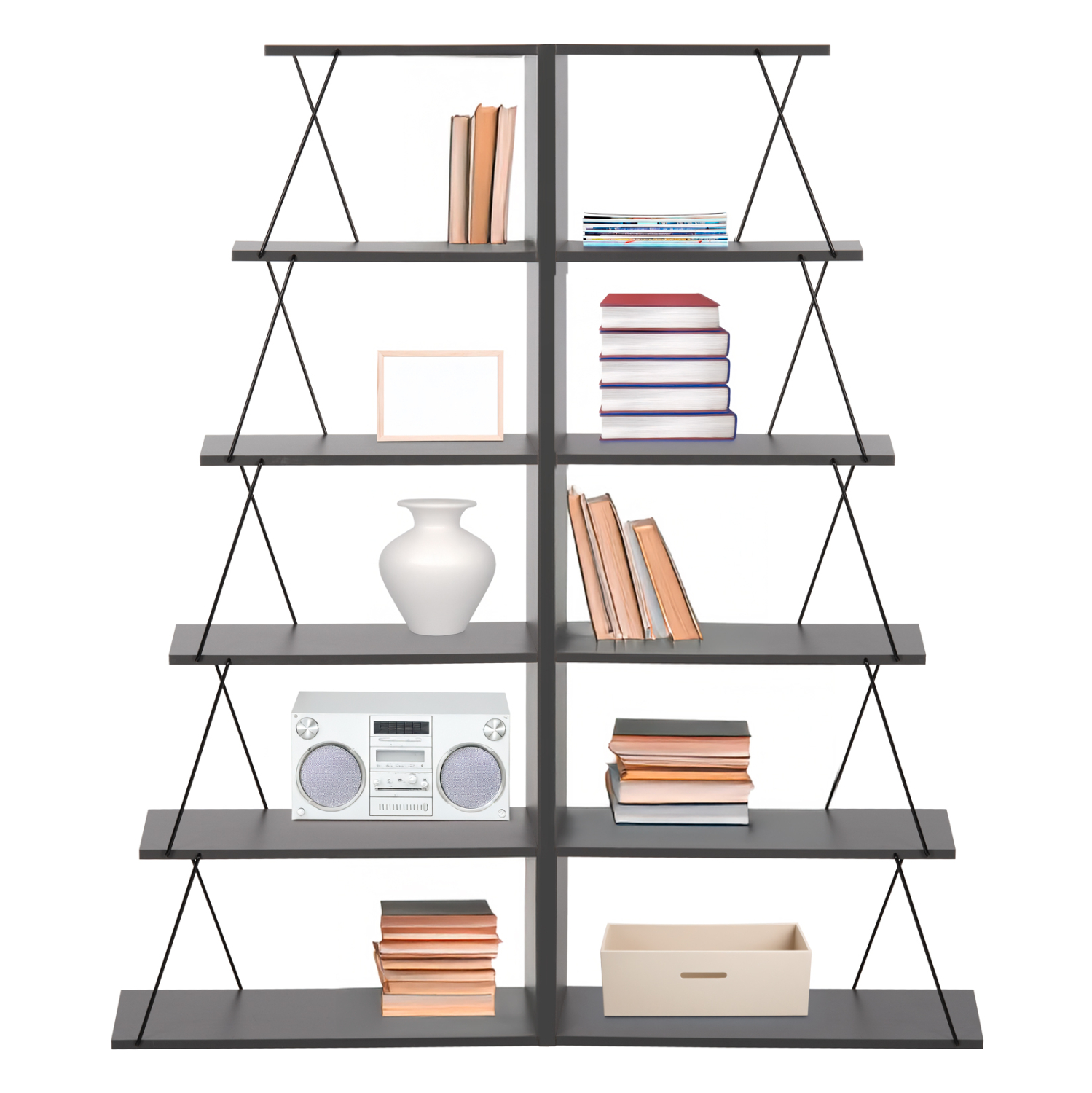 ΣΕΤ ΒΙΒΛΙΟΘΗΚΕΣ 2ΤΜΧ MINI TARS ΜΕΛΑΜΙΝΗ ΓΚΡΙ-ΜΑΥΡΟ 65x24x146Υεκ.(x2) 1