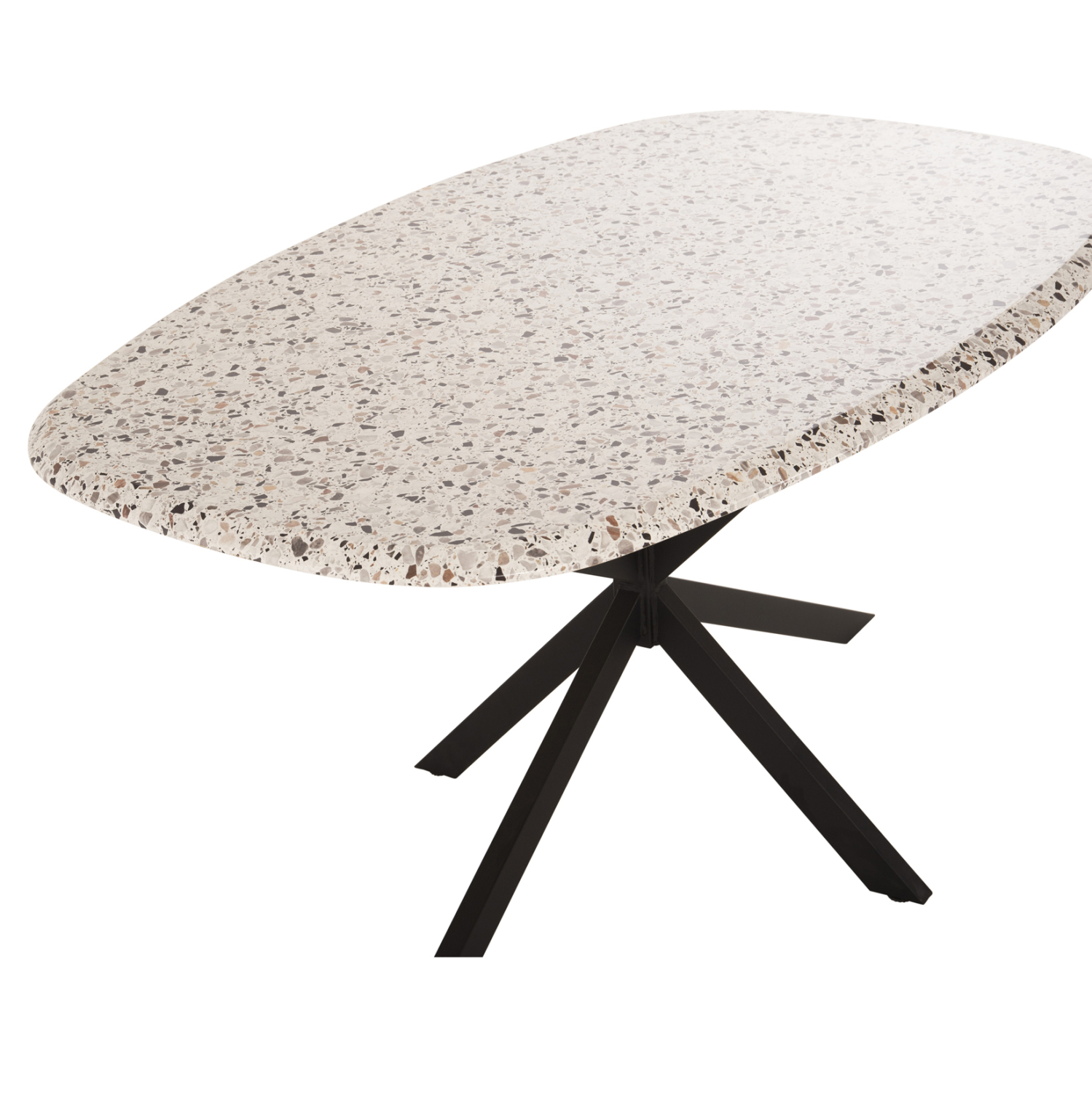 ΤΡΑΠΕΖΙ ΟΒΑΛ RODDEN ΜΕ WERZALIT TERRAZZO-ΜΑΥΡΗ ΧΙΑΣΤΙ ΒΑΣΗ 146x94x75Υεκ 5