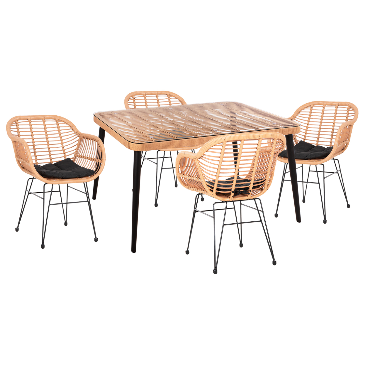 ΣΕΤ ΕΞΩΤ.ΧΩΡΟΥ 5ΤΜΧ ALLEGRA HM21027 ΣΕ ΜΠΕΖ & ΜΑΥΡΟ ΧΡΩΜΑ WICKER-ΜΕΤΑΛΛΟ 1