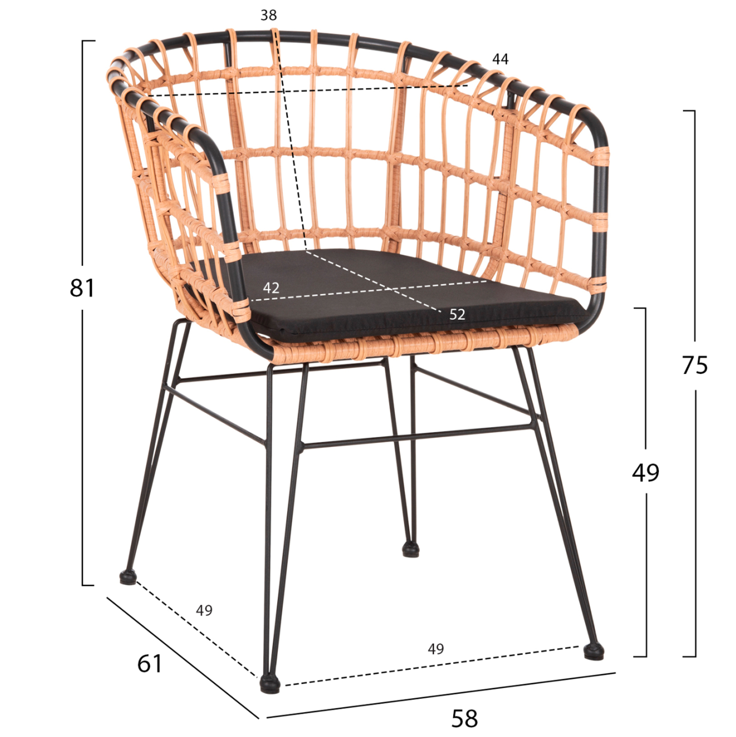 ΣΕΤ ΕΞΩΤ.ΧΩΡΟΥ 4ΤΜΧ ALLEGRA HM21051 ΣΥΝΘ.RATTAN ΜΠΕΖ-ΜΑΥΡΟ ΜΕΤΑΛΛΟ 4