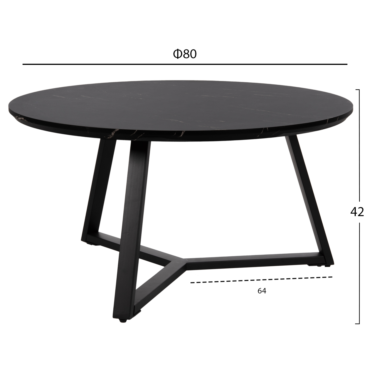 ΣΕΤ 2ΤΜΧ ΤΡΑΠΕΖΙΑ ΣΑΛΟΝΙΟΥ ROCKET MDF ΜΑΥΡΟ ΜΑΡΜΑΡΟ Φ80εκ & Φ45εκ 2