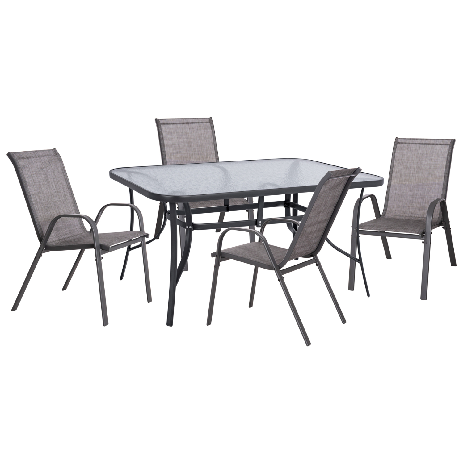 ΣΕΤ ΤΡΑΠΕΖΑΡΙΑΣ 5ΤΜΧ ΓΚΡΙ ΜΕΤΑΛΛΙΚΟ ΜΕ 4 ΚΑΡΕΚΛΕΣ & ΤΡΑΠΕΖΙ 150Χ90 1