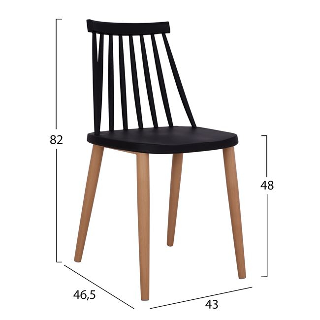 ΣΕΤ 5 ΤΜΧ ΤΡΑΠΕΖΙ SONAMA ΜΕ ΜΑΥΡΑ ΠΟΔΙΑ & ΚΑΡΕΚΛΕΣ VANESSA ΜΑΥΡΕΣ 110x70x76 cm 3