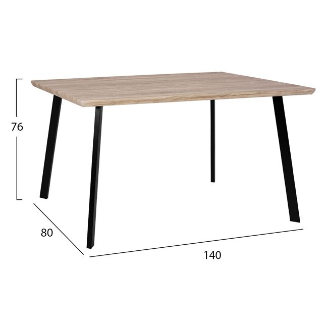 ΣΕΤ 5ΤΜΧ ΤΡΑΠΕΖΙ 140x80x76 cm SONAMA & ΚΑΡΕΚΛΕΣ VANESSA ΜΑΥΡΕΣ ΜΕΤΑΛΛΙΚΑ ΠΟΔΙΑ HM11037 2