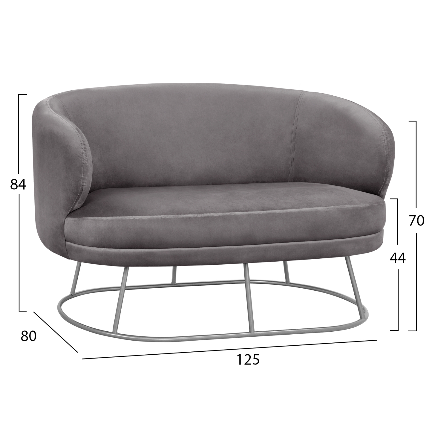 ΣΕΤ ΣΑΛΟΝΙ 2ΘΕΣΙΟΣ &amp; 2 ΠΟΛΥΘΡΟΝΕΣ ARIEN ΓΚΡΙ ΒΕΛΟΥΔΟ ΑΣΗΜΙ ΒΑΣΗ HM11051.01 2