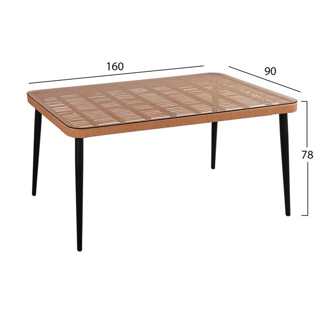 ΣΕΤ 7ΤΜΧ ALLEGRA WICKER ΜΕ ΤΡΑΠΕΖΙ 160X90X78Υ ΜΠΕΖ & ΜΑΥΡΟ ΧΡΩΜΑ HM10516 2