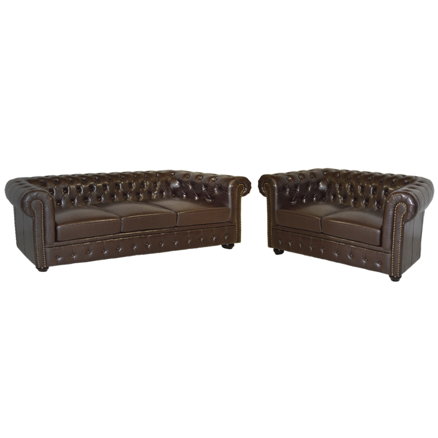 ΣΕΤ ΣΑΛΟΝΙ 2/ΘΕΣΙΟ & 3/ΘΕΣΙΟ CHESTERFIELD ΣΚΟΥΡΟ ΚΑΦΕ 1