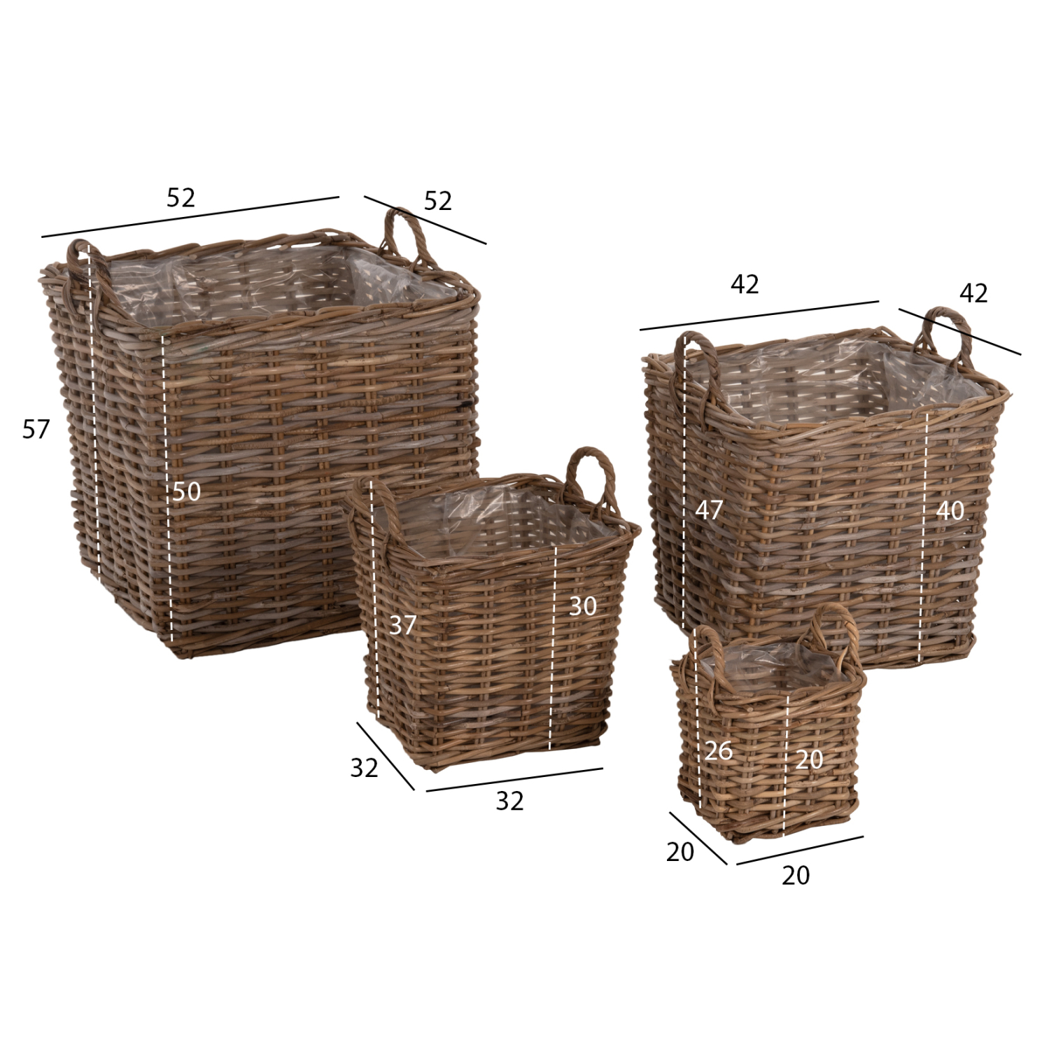ΣΕΤ ΔΙΑΚΟΣΜΗΤΙΚΑ ΚΑΛΑΘΙΑ KATER HM9657 4ΤΜΧ ΑΠΟ KUBU RATTAN ΣΕ ΓΚΡΙ 52x52x50-57Υεκ. 2
