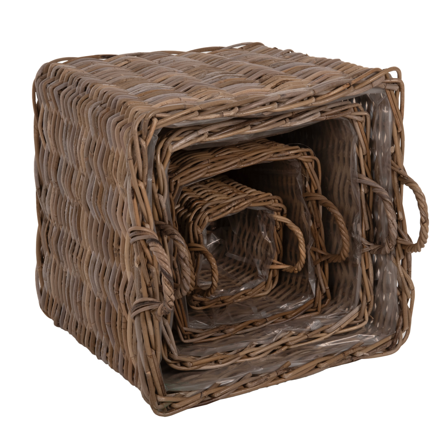 ΣΕΤ ΔΙΑΚΟΣΜΗΤΙΚΑ ΚΑΛΑΘΙΑ KATER HM9657 4ΤΜΧ ΑΠΟ KUBU RATTAN ΣΕ ΓΚΡΙ 52x52x50-57Υεκ. 4