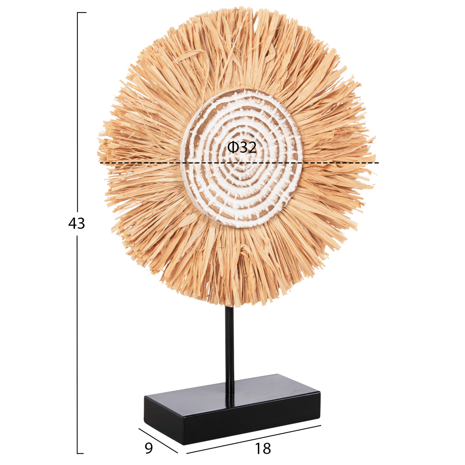 ΕΠΙΤΡΑΠΕΖΙΟ ΔΙΑΚΟΣΜΗΤΙΚΟ HM4224 ΙΝΕΣ RAFFIA ΣΕ ΦΥΣΙΚΟ-ΜΑΥΡΗ ΞΥΛΙΝΗ ΒΑΣΗ 18x9x43Υεκ. 2