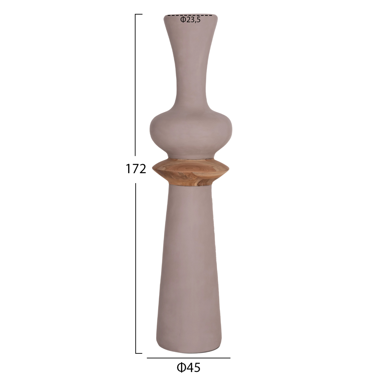 ΔΙΑΚΟΣΜΗΤΙΚΟ ΒΑΖΟ ΔΑΠΕΔΟΥ NEBULA HM4660.05L FIBER CEMENT TAUPE--ΞΥΛΟ ΤΕΑΚ Φ45x172Υεκ 2
