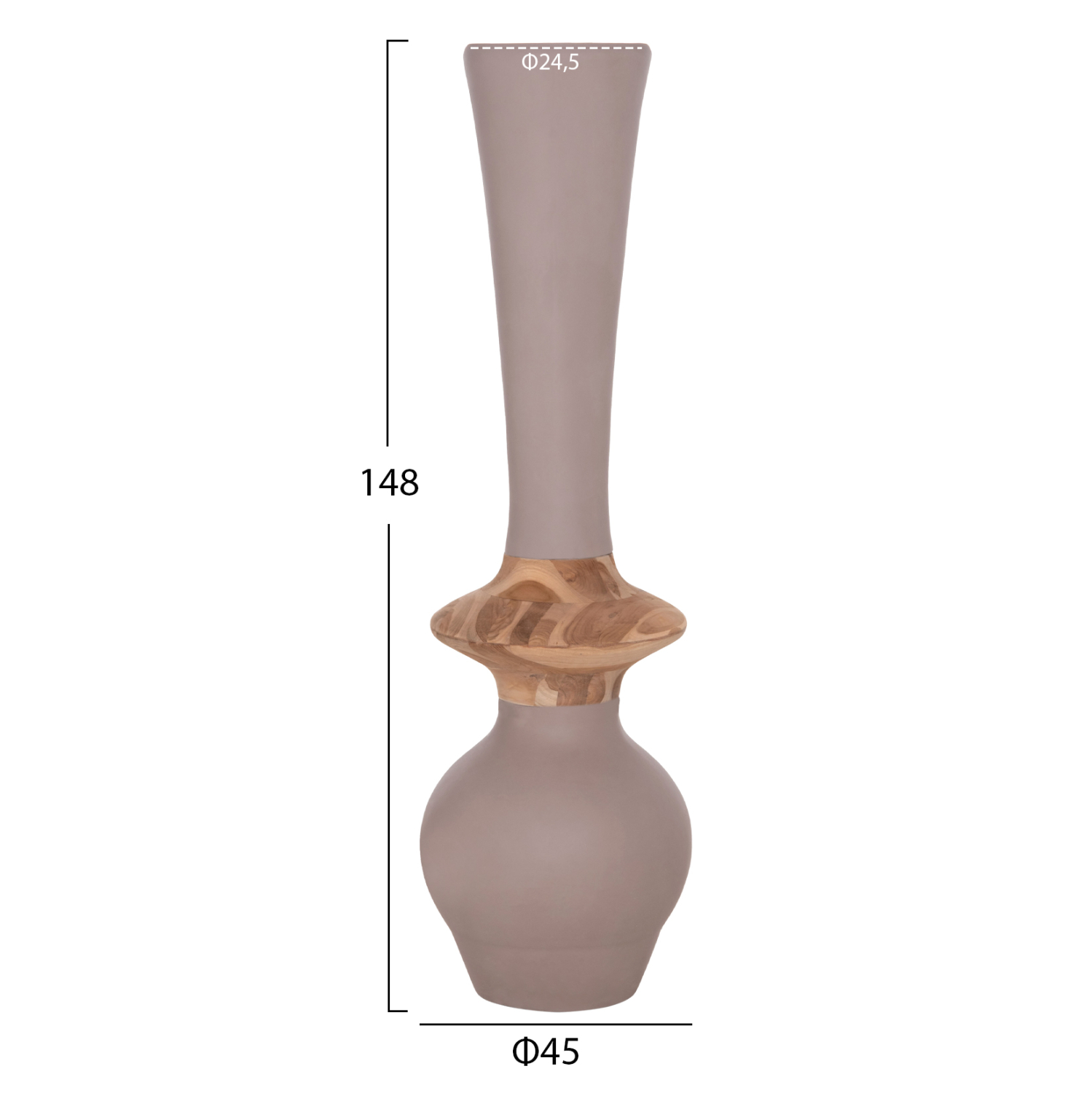 ΔΙΑΚΟΣΜΗΤΙΚΟ ΒΑΖΟ ΔΑΠΕΔΟΥ NEBULA HM4660.05M FIBER CEMENT TAUPE--ΞΥΛΟ ΤΕΑΚ Φ45x148Υεκ 2