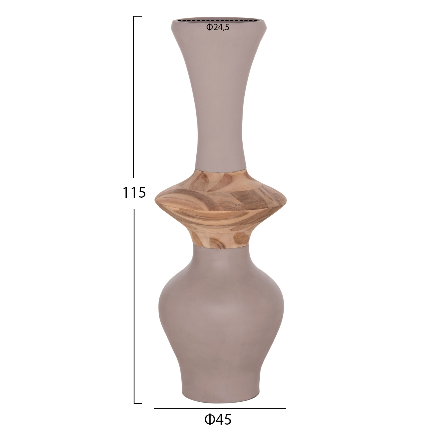 ΔΙΑΚΟΣΜΗΤΙΚΟ ΒΑΖΟ ΔΑΠΕΔΟΥ NEBULA HM4660.05S FIBER CEMENT TAUPE--ΞΥΛΟ ΤΕΑΚ Φ45x115Υεκ 2