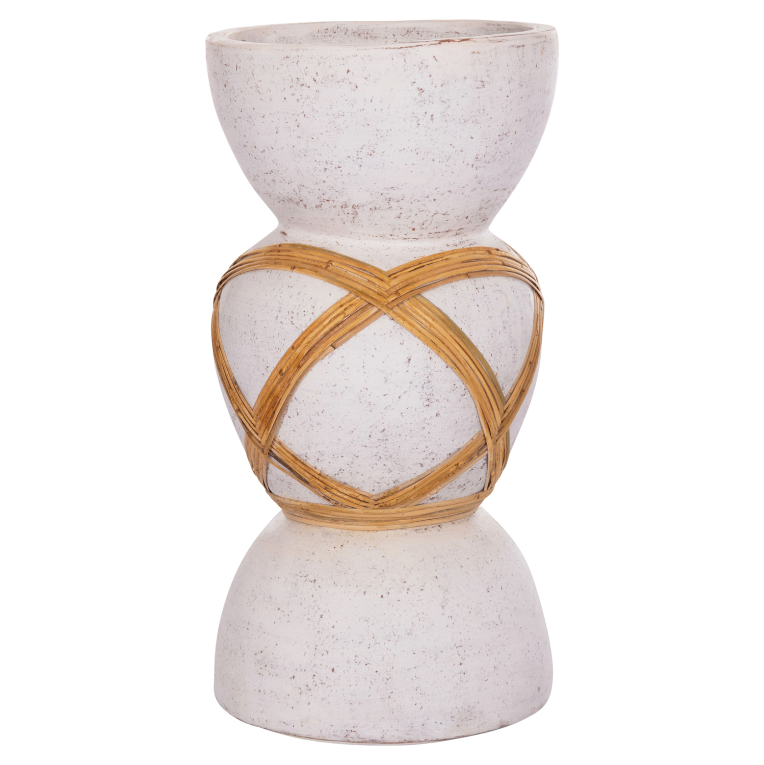 ΔΙΑΚΟΣΜΗΤΙΚΟ ΒΑΖΟ ΔΑΠΕΔΟΥ MAYNARD HM4672.02L TERRACOTTA ΛΕΥΚΟ--RATTAN Φ32x62.5Υεκ. 1