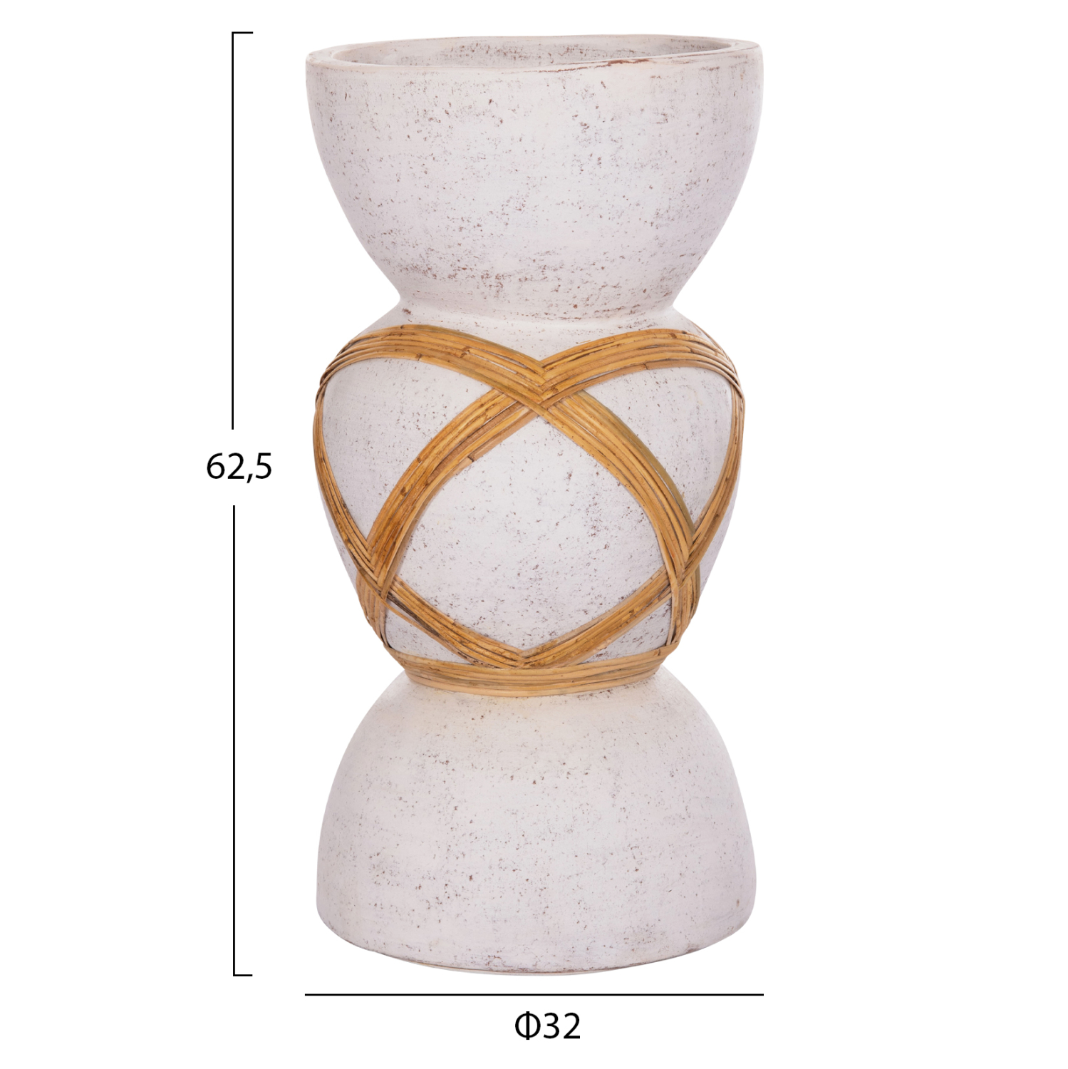ΔΙΑΚΟΣΜΗΤΙΚΟ ΒΑΖΟ ΔΑΠΕΔΟΥ MAYNARD HM4672.02L TERRACOTTA ΛΕΥΚΟ--RATTAN Φ32x62.5Υεκ. 2