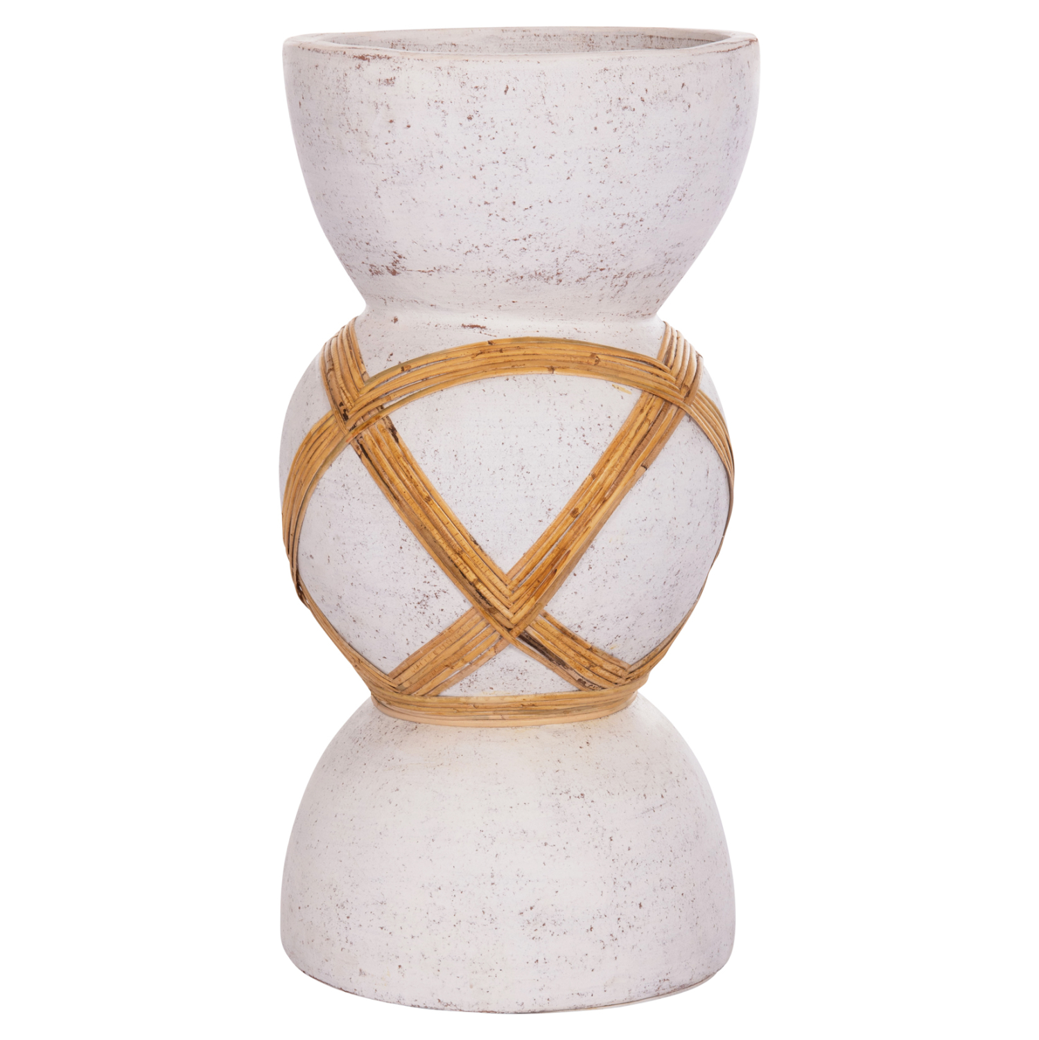 ΔΙΑΚΟΣΜΗΤΙΚΟ ΒΑΖΟ ΔΑΠΕΔΟΥ MAYNARD HM4672.02L TERRACOTTA ΛΕΥΚΟ--RATTAN Φ32x62.5Υεκ. 3