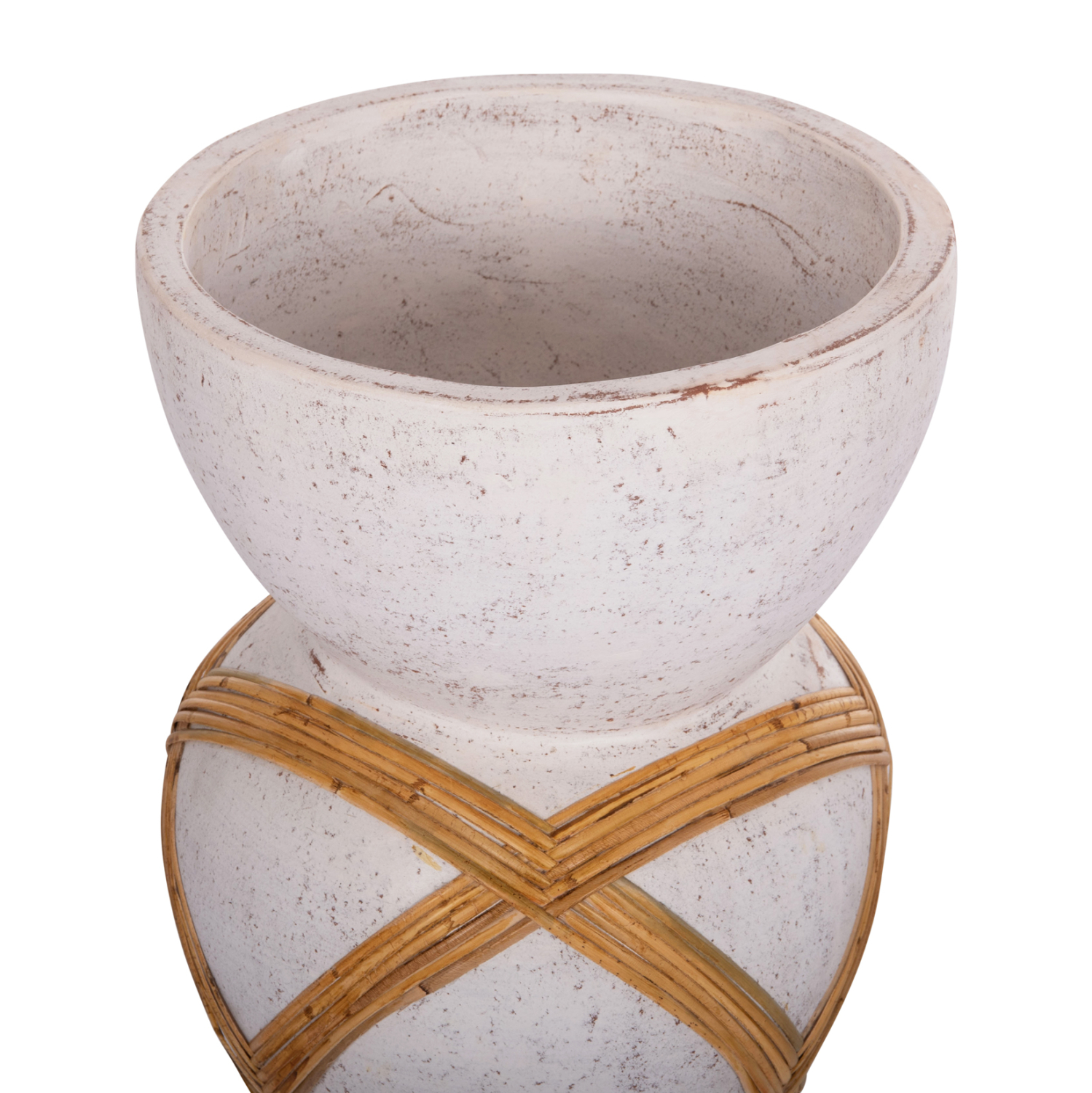 ΔΙΑΚΟΣΜΗΤΙΚΟ ΒΑΖΟ ΔΑΠΕΔΟΥ MAYNARD HM4672.02L TERRACOTTA ΛΕΥΚΟ--RATTAN Φ32x62.5Υεκ. 4