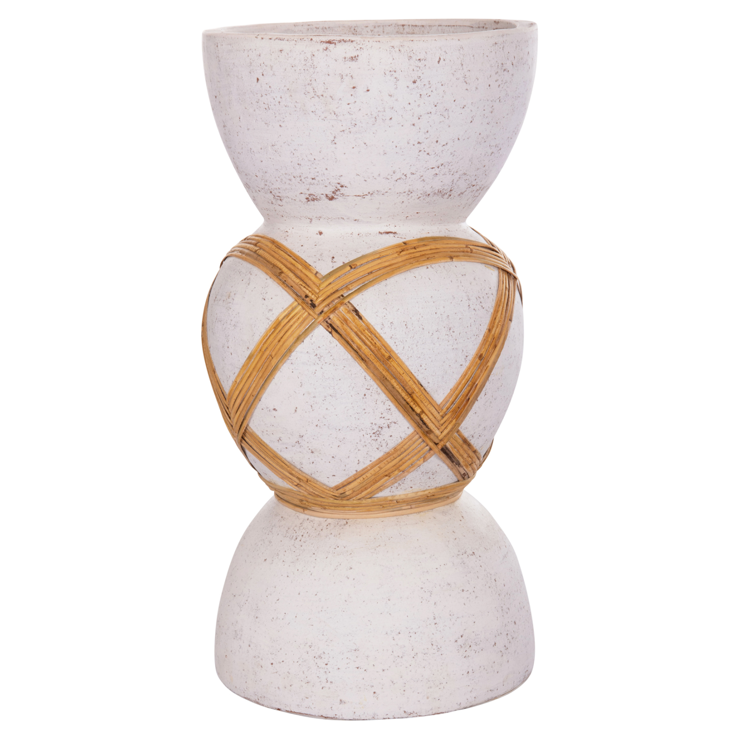 ΔΙΑΚΟΣΜΗΤΙΚΟ ΒΑΖΟ ΔΑΠΕΔΟΥ MAYNARD HM4672.02L TERRACOTTA ΛΕΥΚΟ--RATTAN Φ32x62.5Υεκ. 8