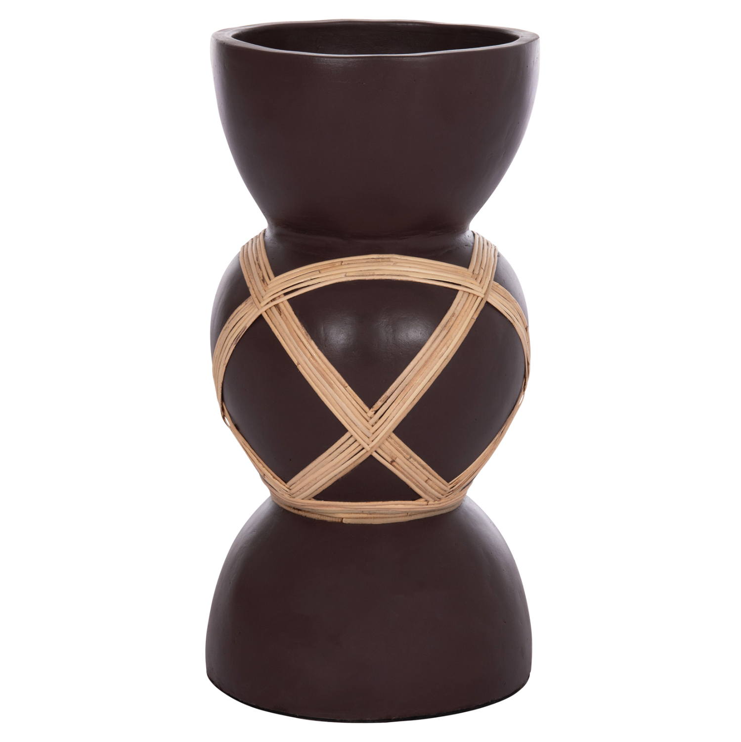 ΔΙΑΚΟΣΜΗΤΙΚΟ ΒΑΖΟ ΔΑΠΕΔΟΥ MAYNARD HM4672.07L TERRACOTTA ΣΟΚΟΛΑΤΙ-RATTAN Φ32x62.5Υεκ 1