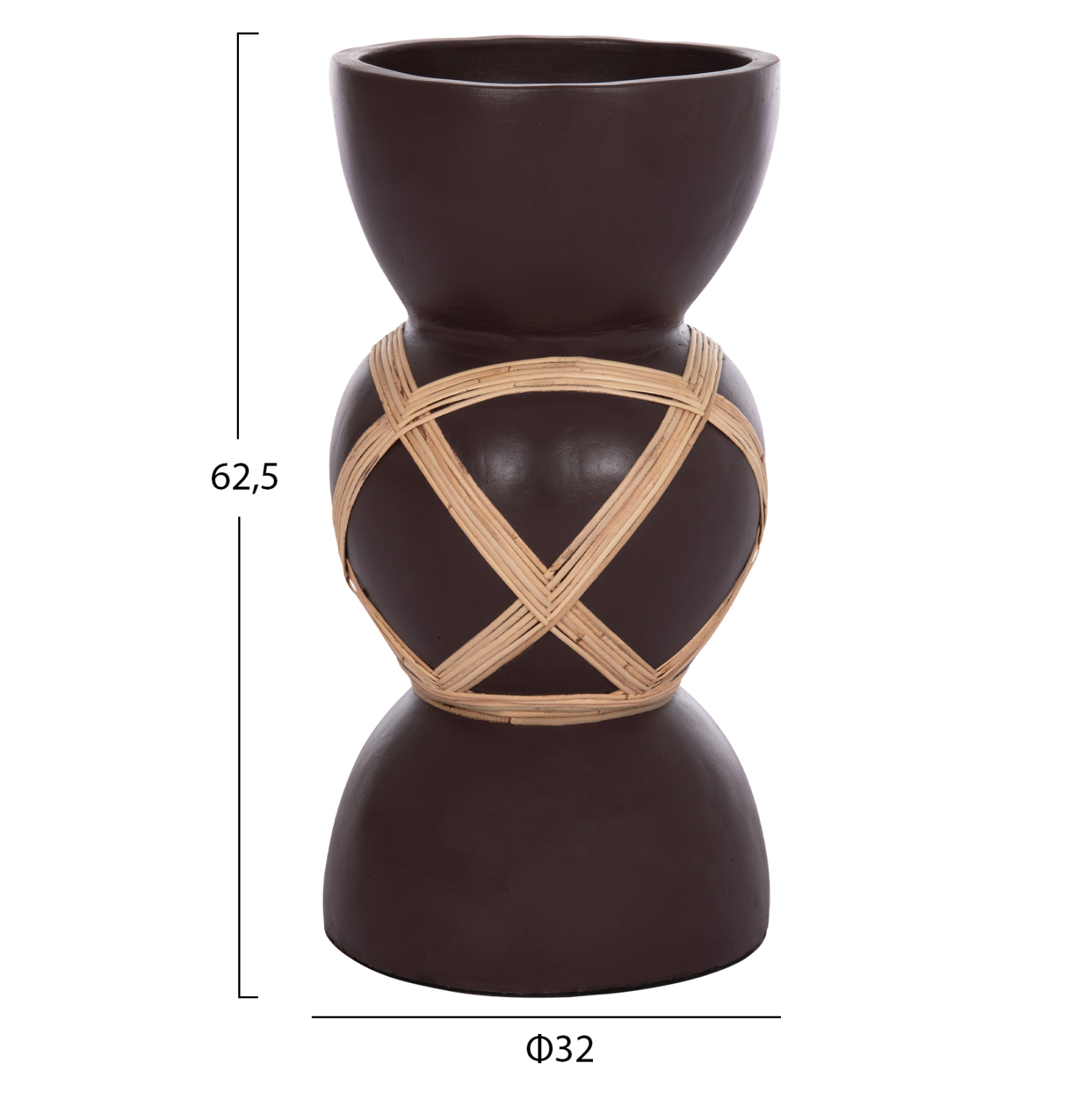 ΔΙΑΚΟΣΜΗΤΙΚΟ ΒΑΖΟ ΔΑΠΕΔΟΥ MAYNARD HM4672.07L TERRACOTTA ΣΟΚΟΛΑΤΙ-RATTAN Φ32x62.5Υεκ 2