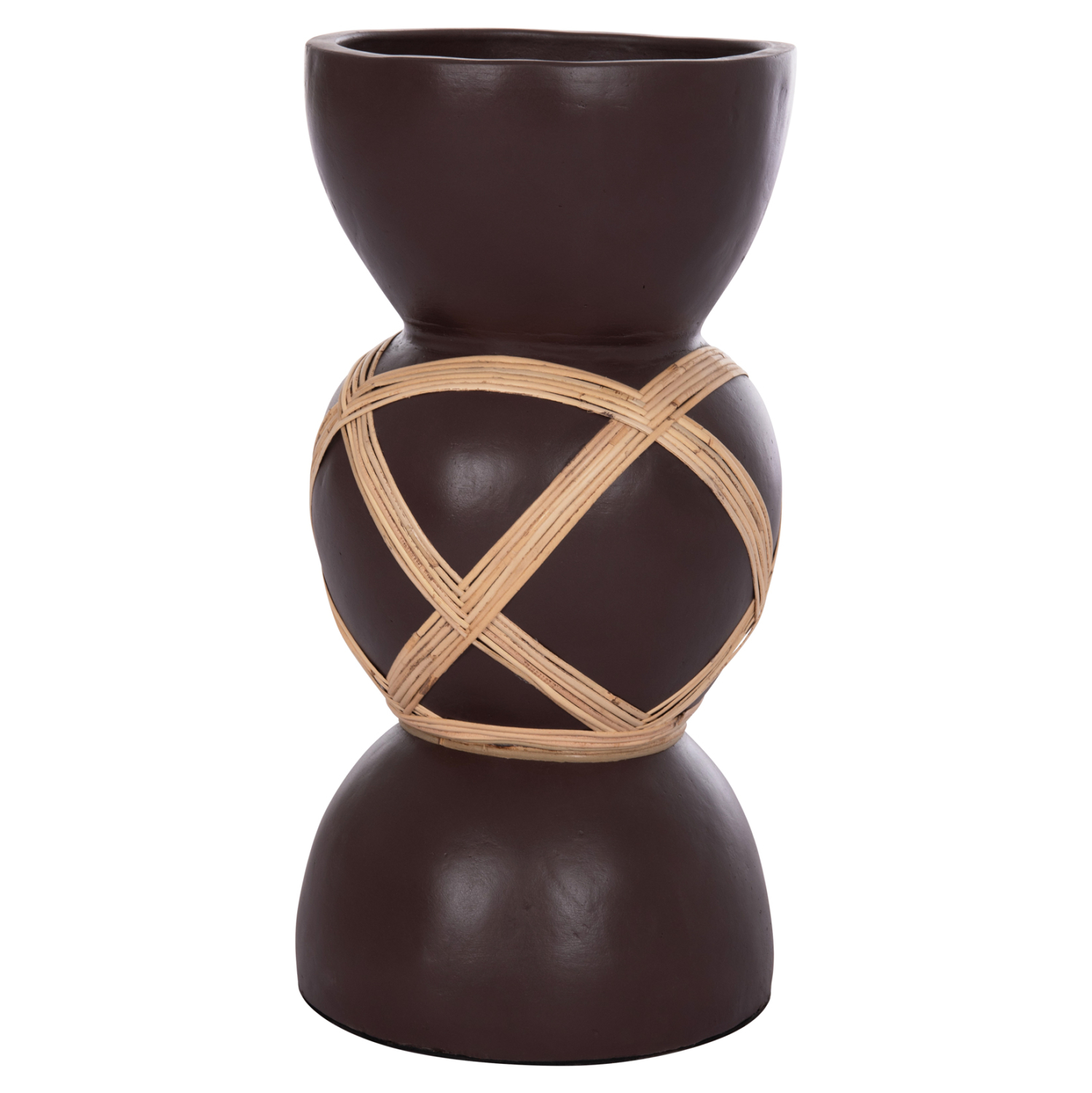 ΔΙΑΚΟΣΜΗΤΙΚΟ ΒΑΖΟ ΔΑΠΕΔΟΥ MAYNARD HM4672.07L TERRACOTTA ΣΟΚΟΛΑΤΙ-RATTAN Φ32x62.5Υεκ 4