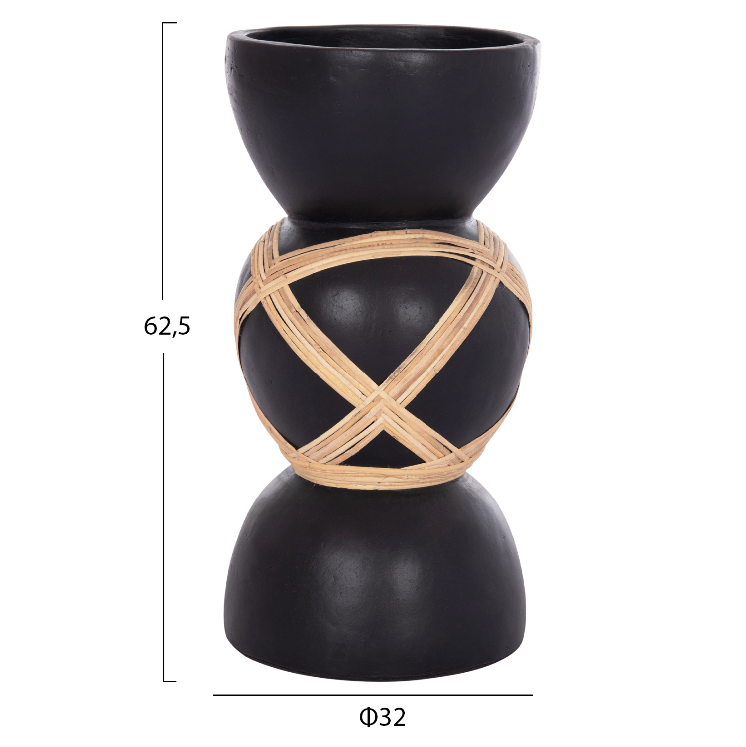 ΔΙΑΚΟΣΜΗΤΙΚΟ ΒΑΖΟ ΔΑΠΕΔΟΥ MAYNARD HM4672.01L TERRACOTTA ΜΑΥΡΟ-RATTAN Φ32x62.5Υεκ 2