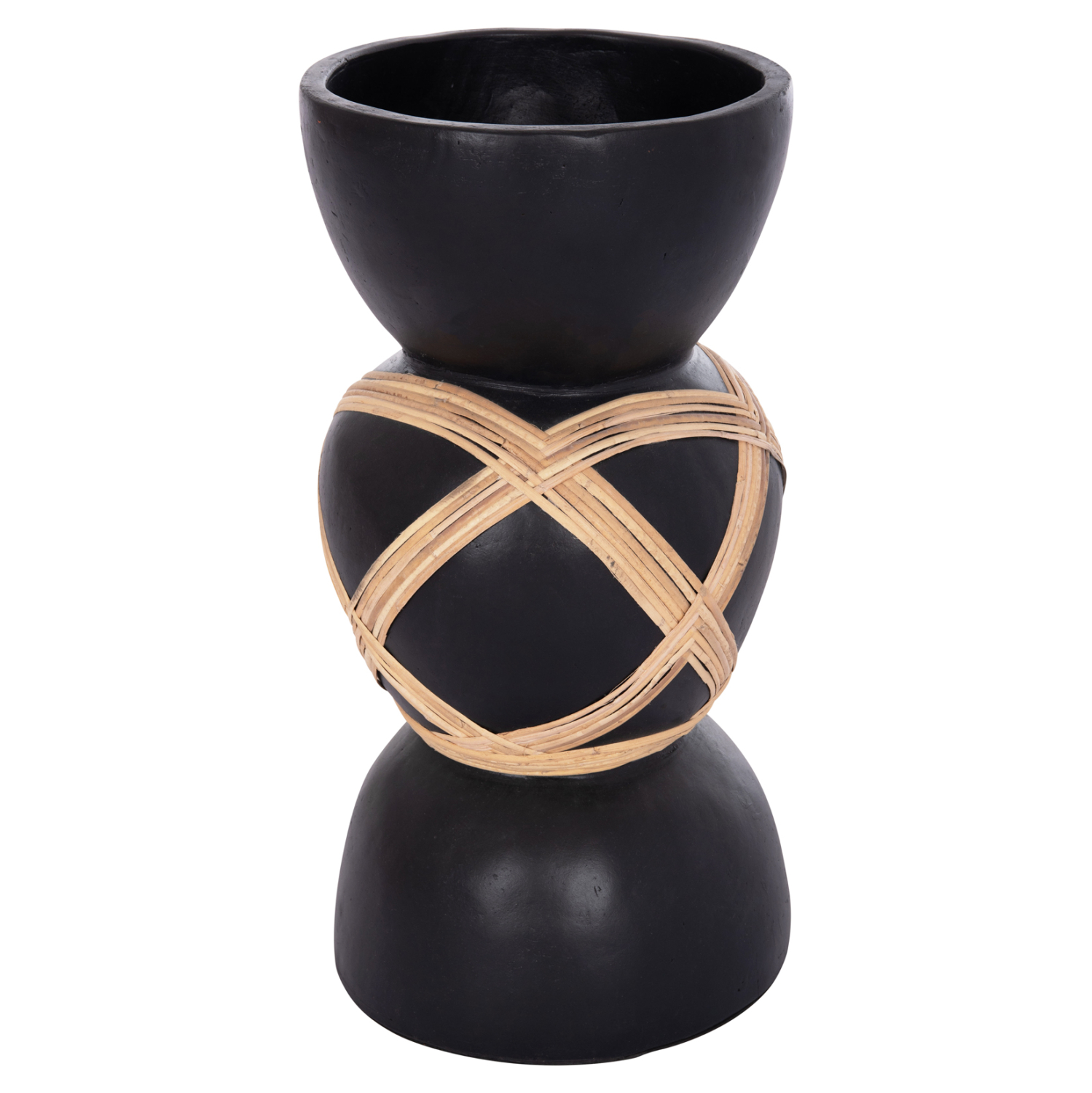 ΔΙΑΚΟΣΜΗΤΙΚΟ ΒΑΖΟ ΔΑΠΕΔΟΥ MAYNARD HM4672.01L TERRACOTTA ΜΑΥΡΟ-RATTAN Φ32x62.5Υεκ 3
