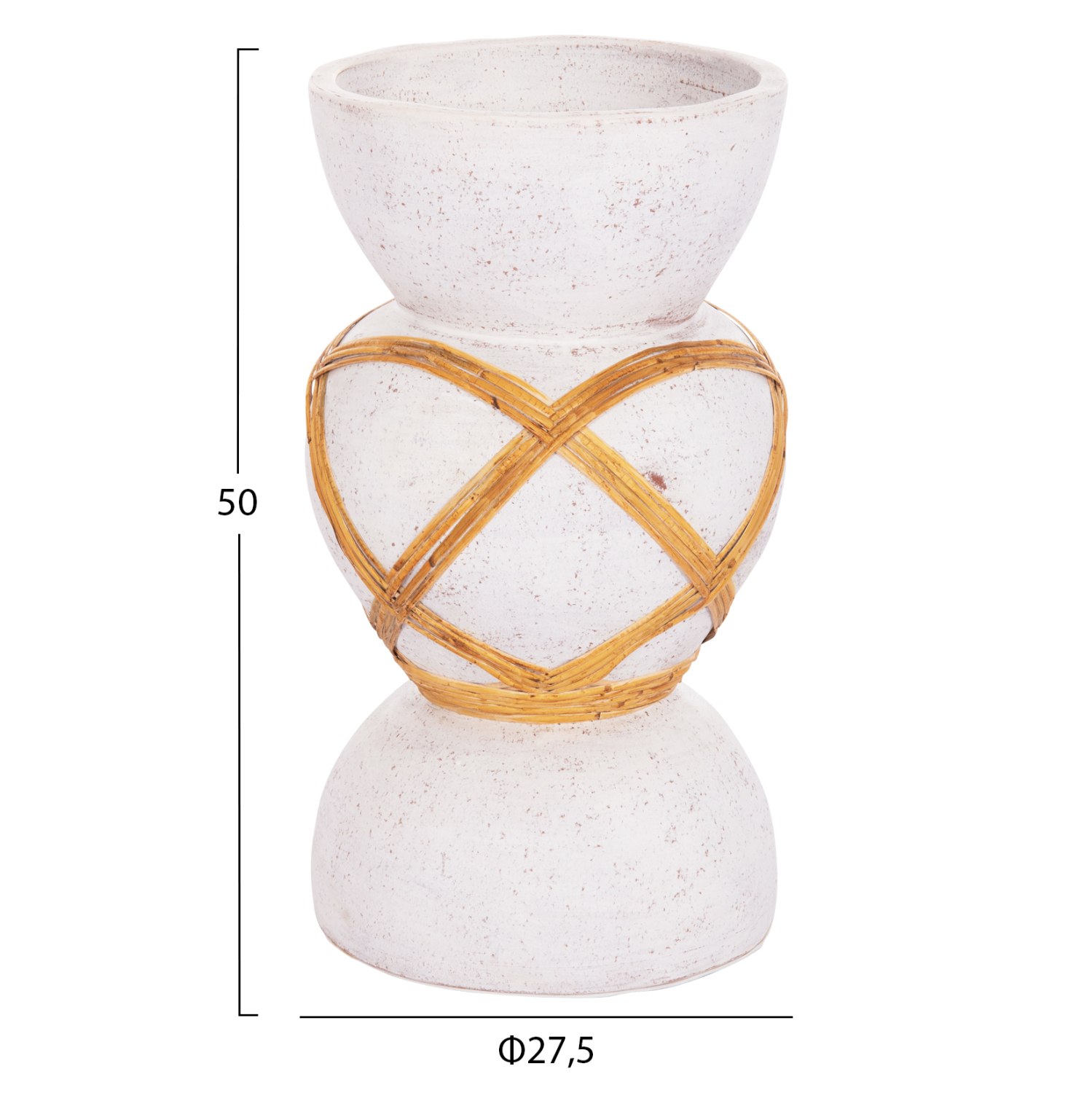 ΔΙΑΚΟΣΜΗΤΙΚΟ ΒΑΖΟ ΔΑΠΕΔΟΥ MAYNARD HM4672.02S TERRACOTTA ΛΕΥΚΟ--RATTAN Φ27.5x50Υεκ 2