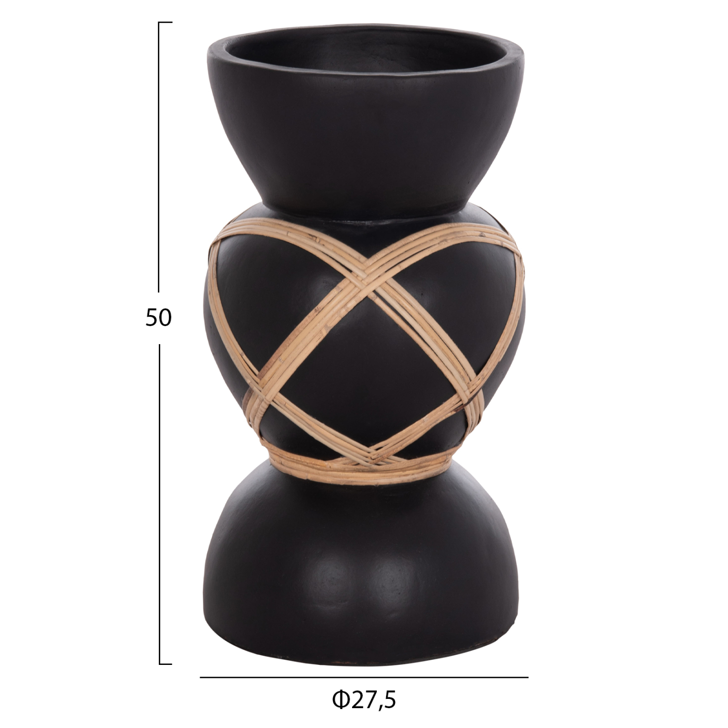 ΔΙΑΚΟΣΜΗΤΙΚΟ ΒΑΖΟ ΔΑΠΕΔΟΥ MAYNARD HM4672.01S TERRACOTTA ΜΑΥΡΟ-RATTAN Φ27.5x50Υ 2