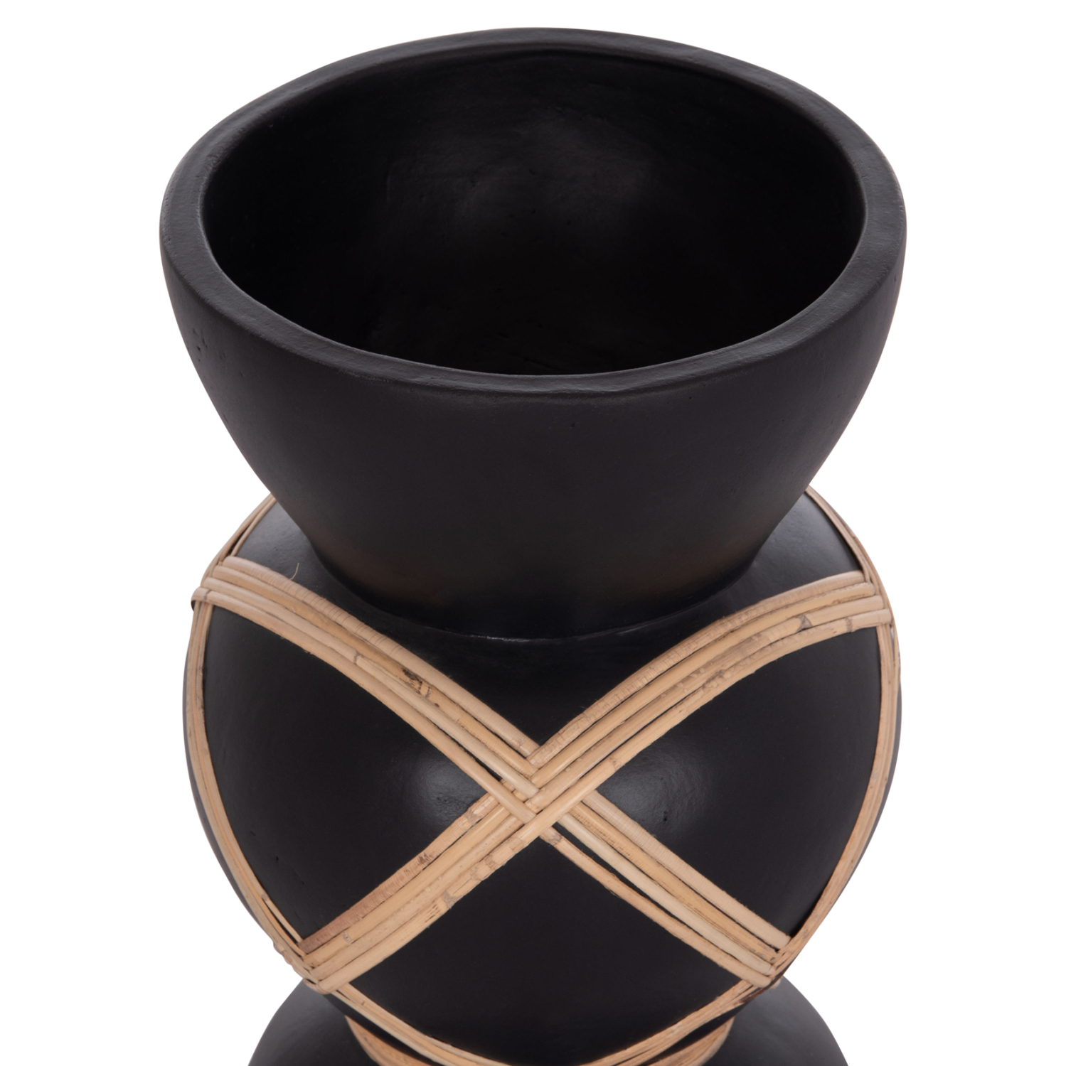 ΔΙΑΚΟΣΜΗΤΙΚΟ ΒΑΖΟ ΔΑΠΕΔΟΥ MAYNARD HM4672.01S TERRACOTTA ΜΑΥΡΟ-RATTAN Φ27.5x50Υ 5